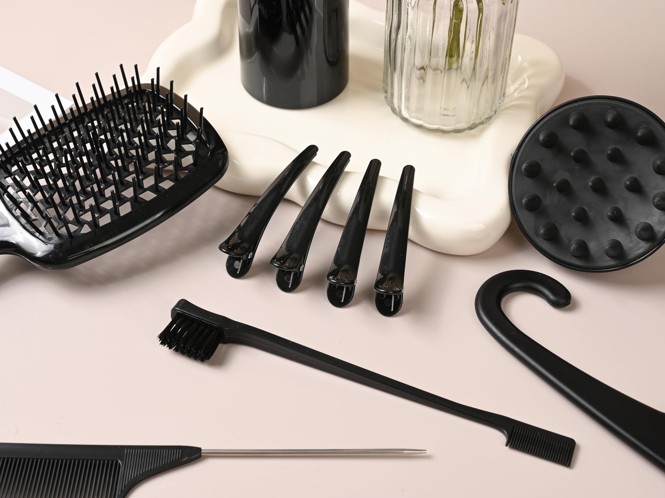 Juego de 12 cepillos para el cabello, juego de peines para peinar el cabello, juego de cepillos para el cabello con cepillo desenredante, cepillo de pelo de cola de rata, cepillo de borde de peine de