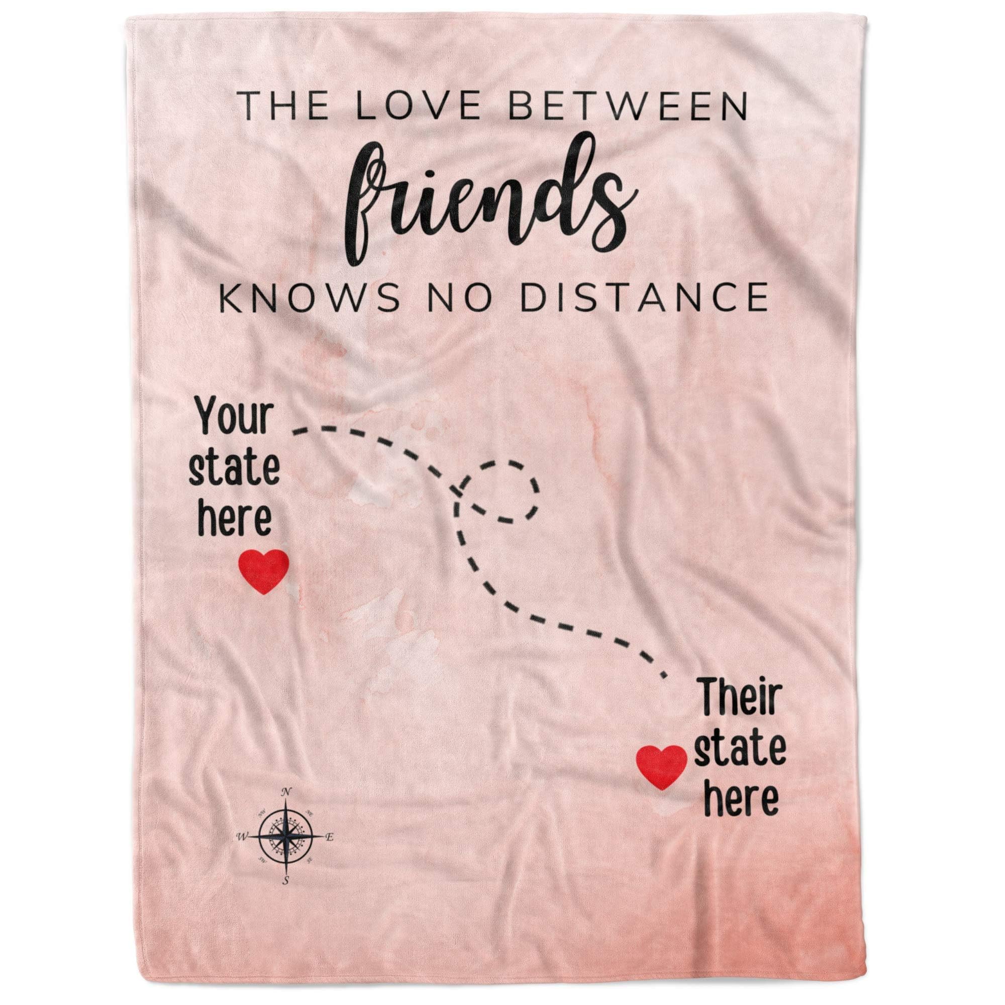 Couverture d'amitié longue distance personnalisée pour femme - Cadeau personnalisé pour meilleures amies, sœur, petite amie, cadeau unique pour adolescentes (127 x 152 cm)