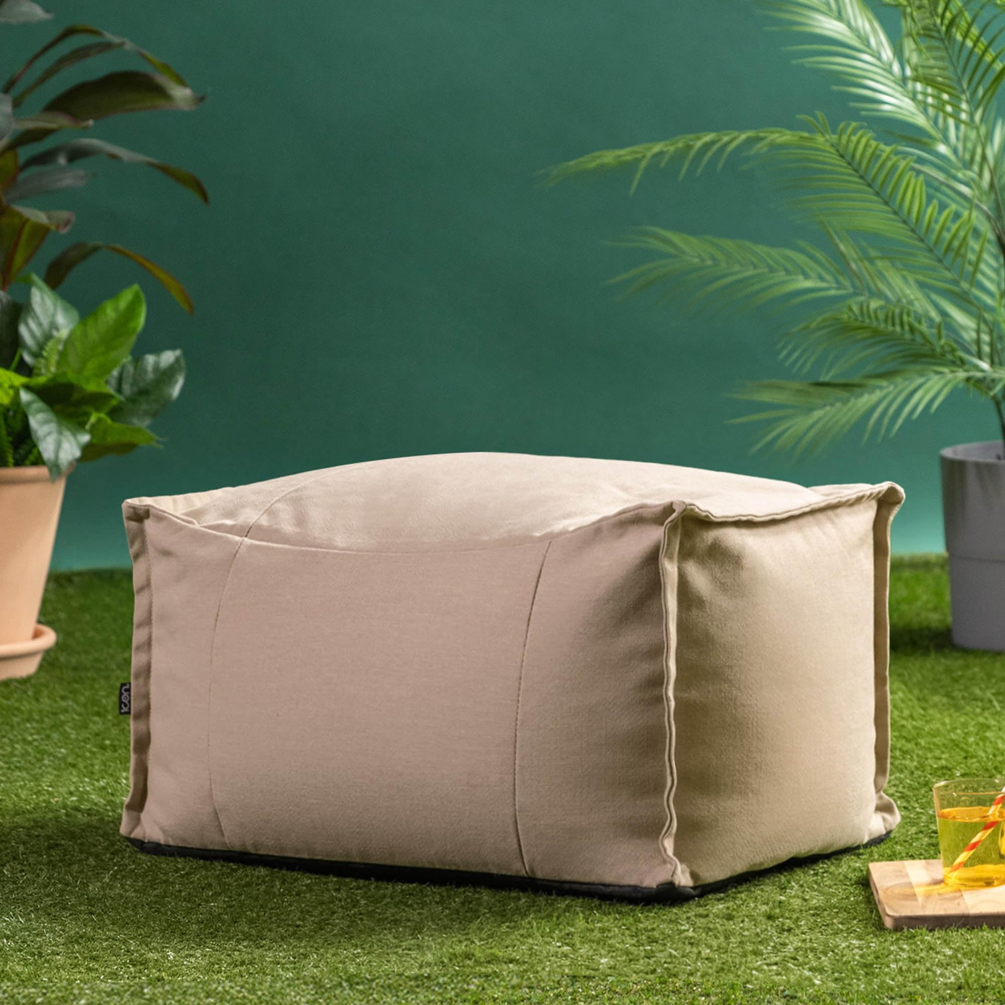 icon Bud Pouf Poggiapiedi, Beige, Pouf de Esterno, Tessuto Resistente All'acqua, Piccolo Pouf Sacco con Riempimento Incluso, Gardino, Sedia de Gardino, Mobili da Gardino, Terrazza
