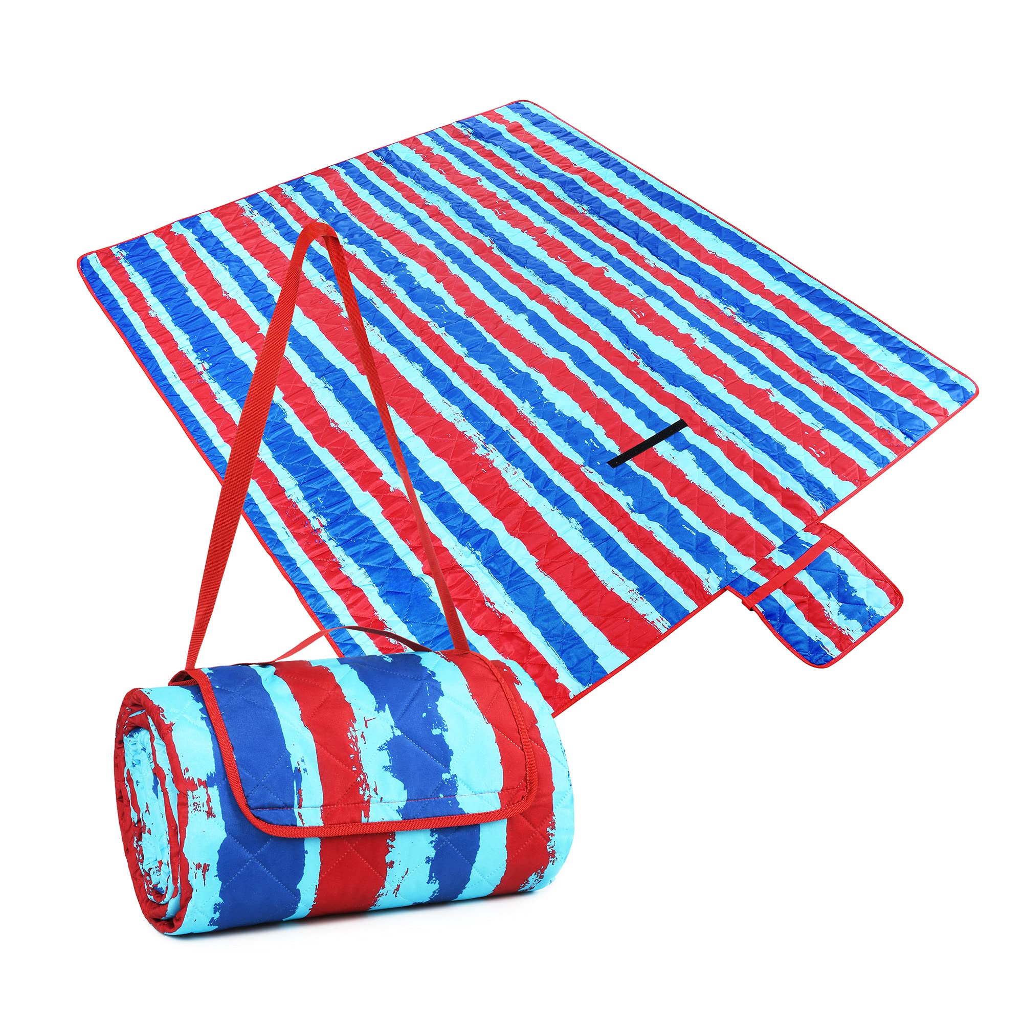 Kato Tirrinia Waterproof Blanket with Outdoor, Sandproof Beach Blanket Lightweight with Carrying Handle, Extra Large Striped Outdoors Mat for Family Picnic Camping, 180 X 200CM
