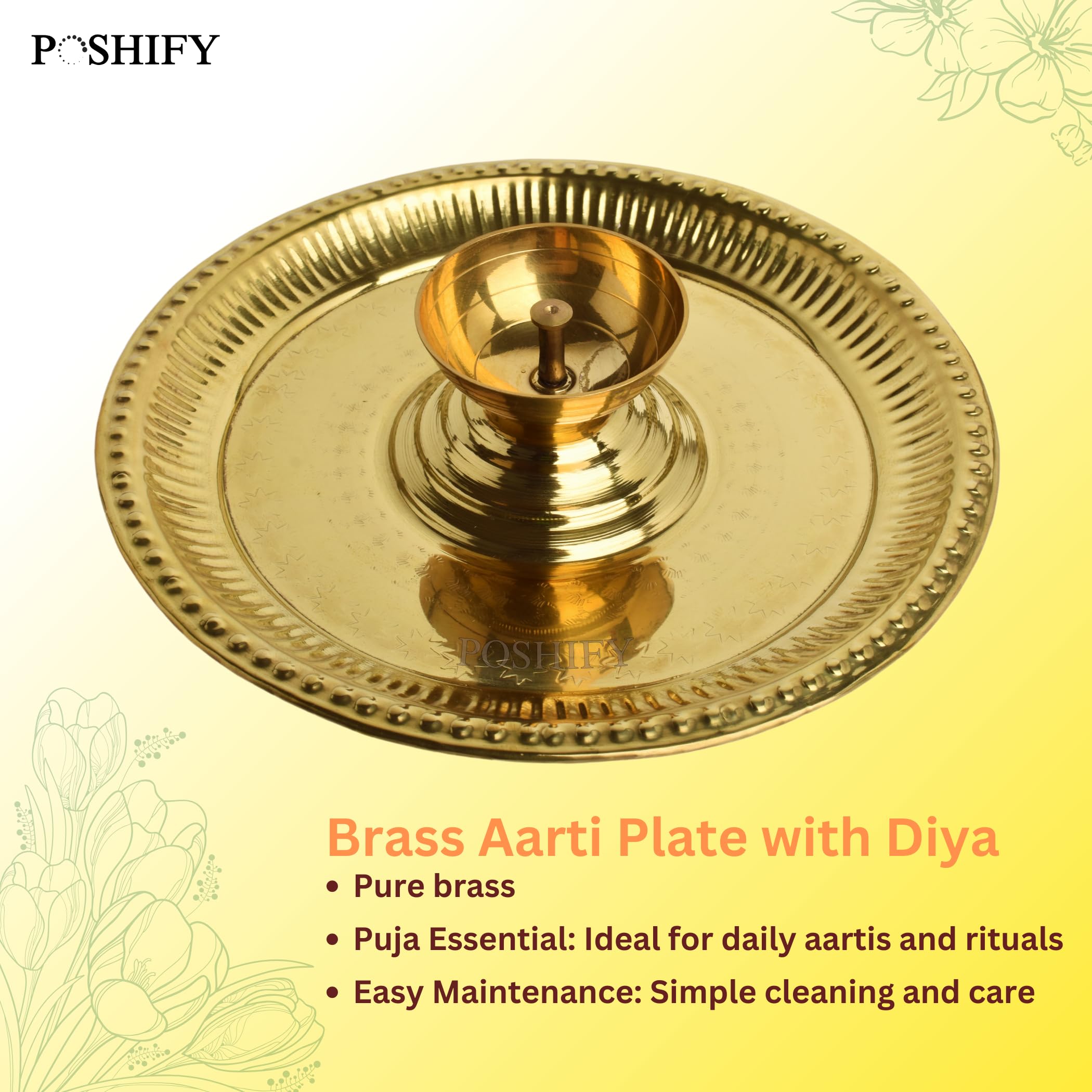Brass Aarti Plate - Handcrafted Indian Diya -3 Brass Aarti Plate - Handcrafted Indian Diya -3