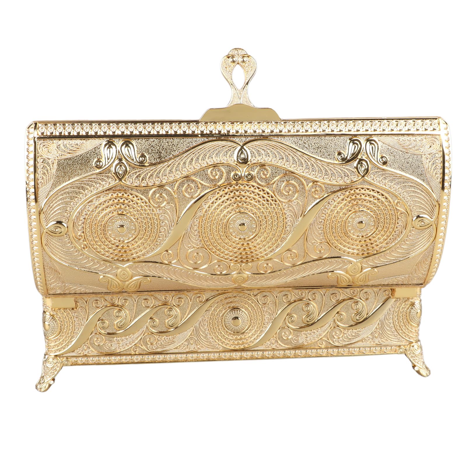 Joyero Antiguo, Caja de Recuerdos a Prueba de Herrumbre Bellamente Grabada para Tocador de Mujer (Color dorado)