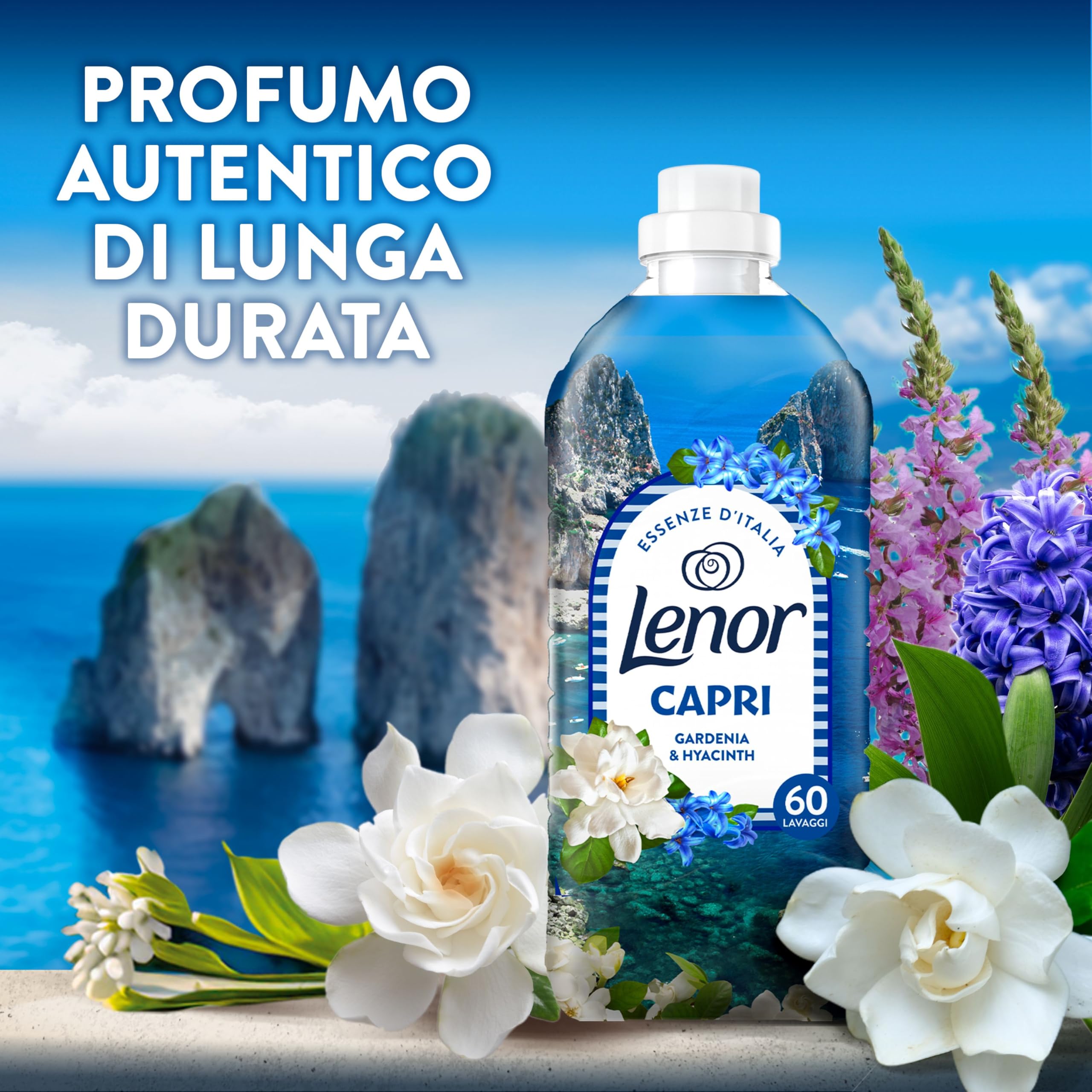 Lenor Ammorbidente Lavatrice Concentrato Essenze d’Italia, 440 Lavaggi (8x55), Capri, Note Di Gardenia e Giacinto, Profumo autentico di lunga durata