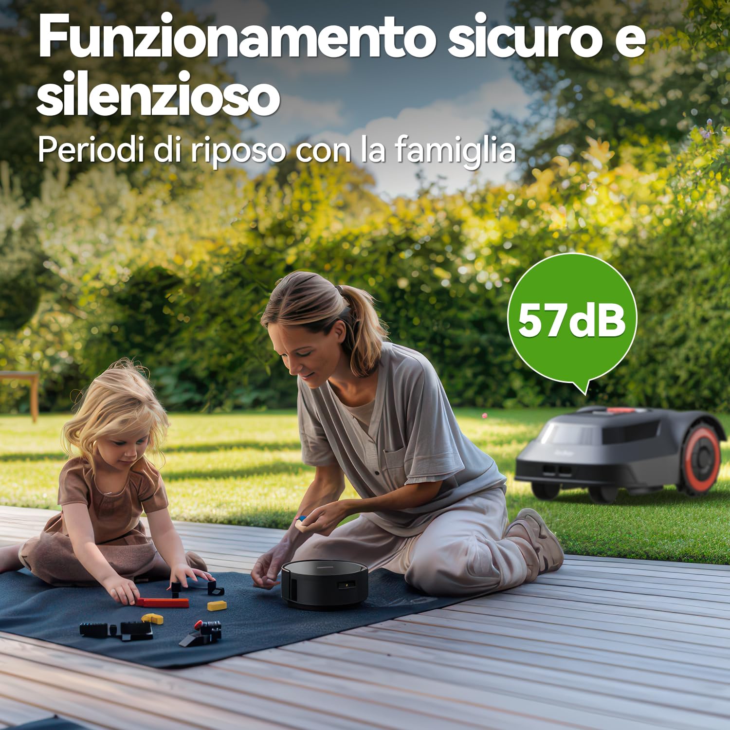 MGC1000 Robot Cortacesped, Precisión decimétrica C-TOF, Detección de Rotura de Cable, Ángulo Máximo de Escalada de 24°, Elevación automática de la Hoja, para Espacios de Patio de hasta 1000M²