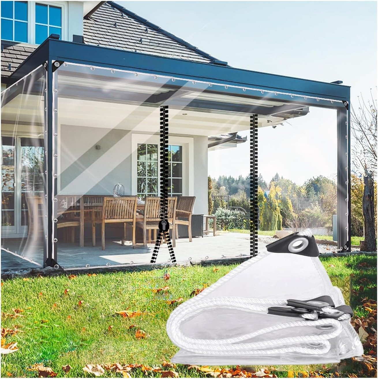 クリアタープ 金属製グロメット 結束ロープ付 防水 防塵 温室 庭 パティオ クリアタープ 金属製グロメット 結束ロープ付 防水 防塵 温室 庭