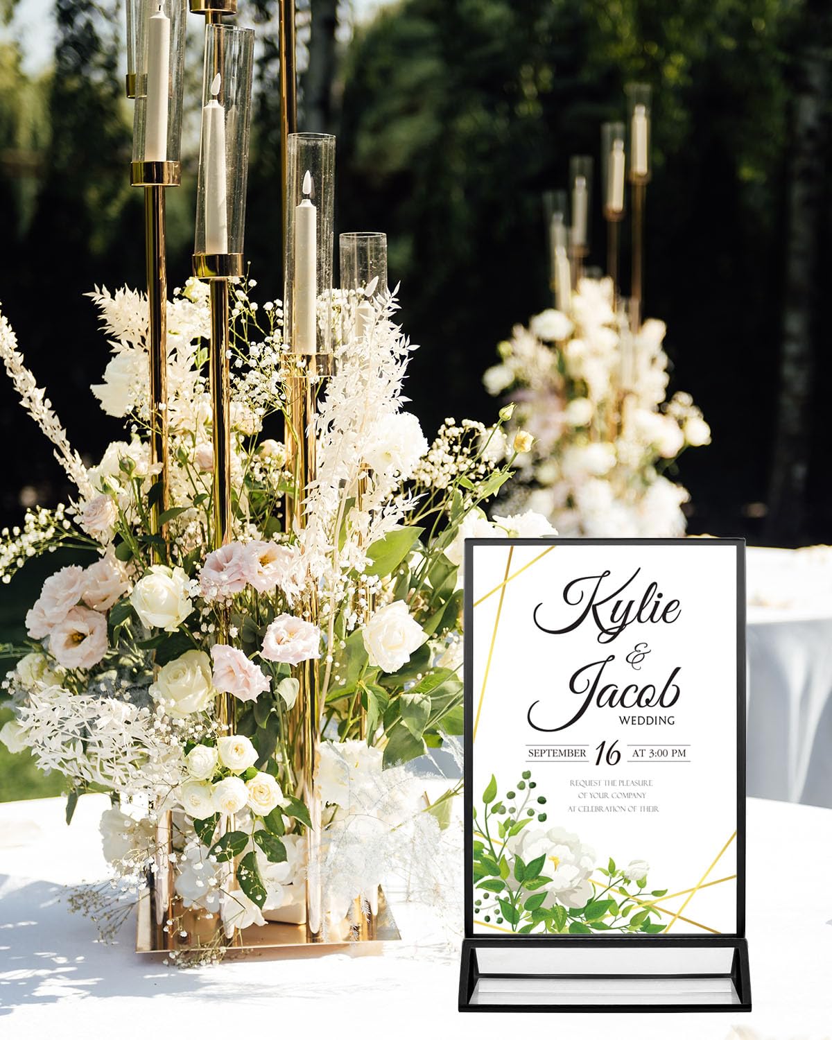 Paquete de 8 soportes acrílicos de 5 x 7 pulgadas, soporte vertical transparente de doble cara, soporte para folleto de menú para números de mesa de boda, letreros de restaurante, fotos de
