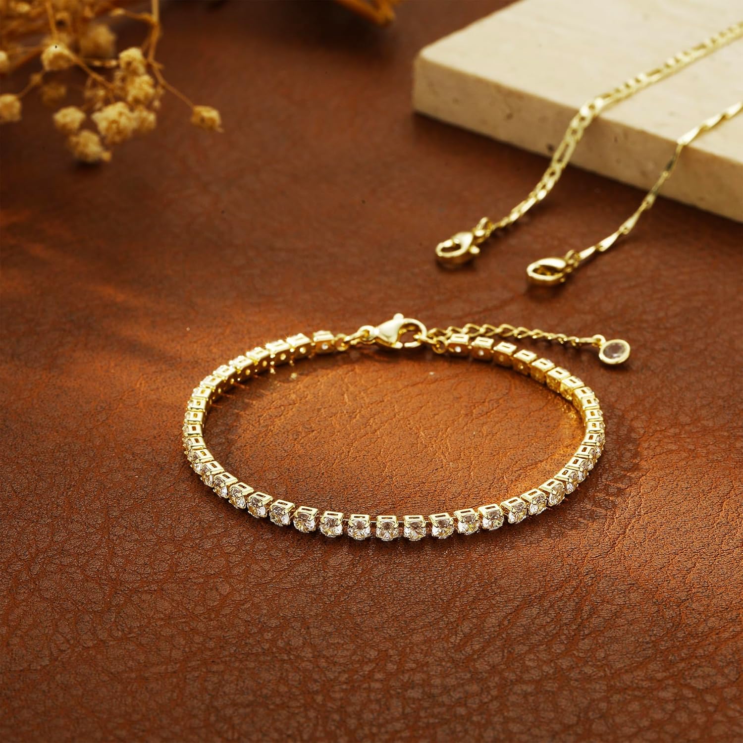 Gold Bracelets for Women Trendy, Dainty 14K Plated Gold Bracelet Stack Non Tarnish Waterproof Tarnish Free Gold Jewelry Adjustable Paperclip Cuban Beaded Snake Bracelet Set for Gifts - Image 5