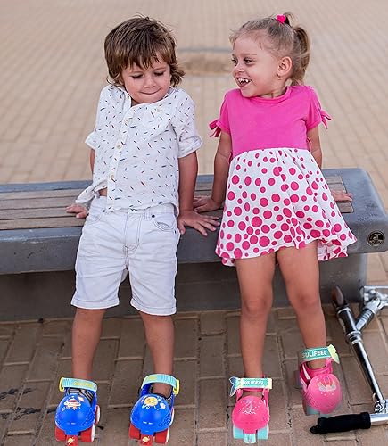 Miniatura 7 de SULIFEEL Patines cuádruples ajustables para niños, patines para principiantes para niñas y niños de 2 a 5 años de edad