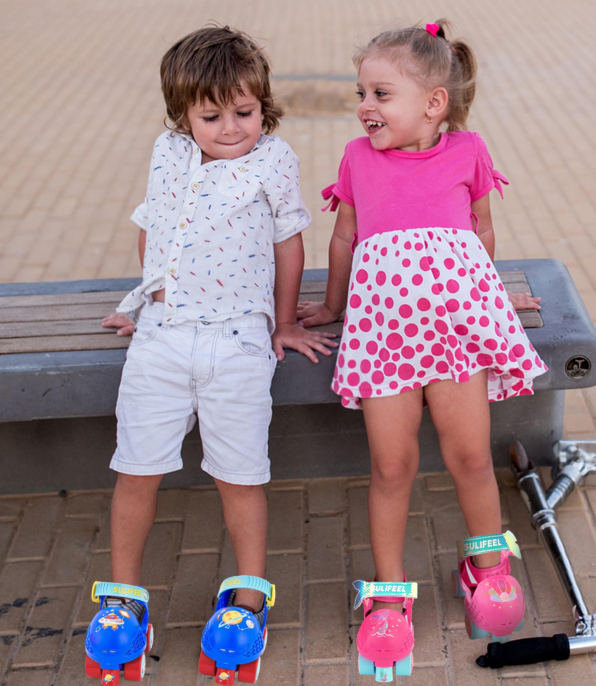 SULIFEEL Patins à roulettes réglables pour enfants de 2 à 5 ans - Pour débutants et garçons