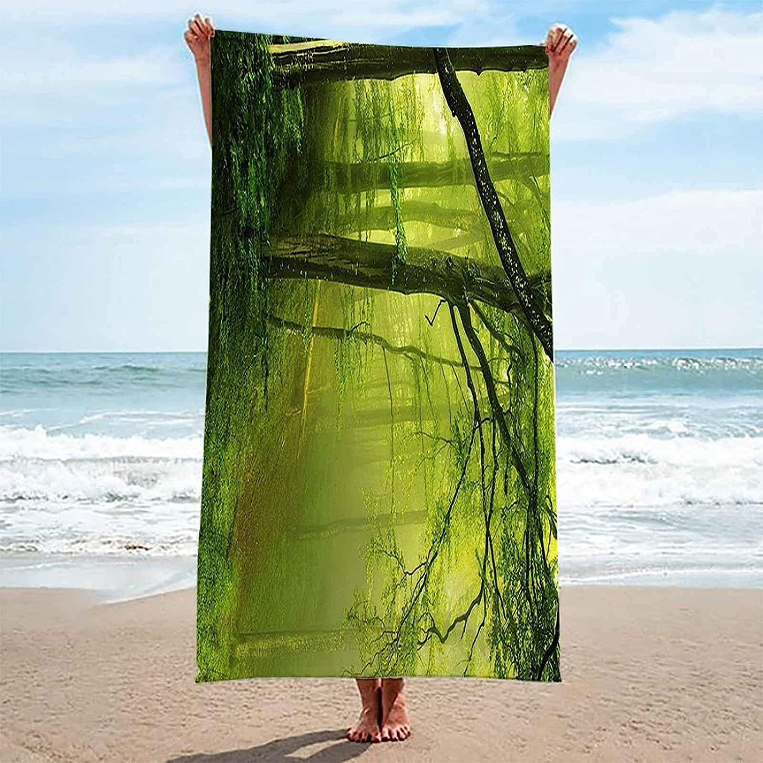 Mikrofaser Strandtuch 3D Drucken Waldnaturlandschaft Extra Großes Mikrofaser Strandtuch Für Erwachsene, Sandfreies Schnelltrocknend Leichtes Handtuch Für Strand Schwimmen 200 X 200 cm -8E0N/I5W