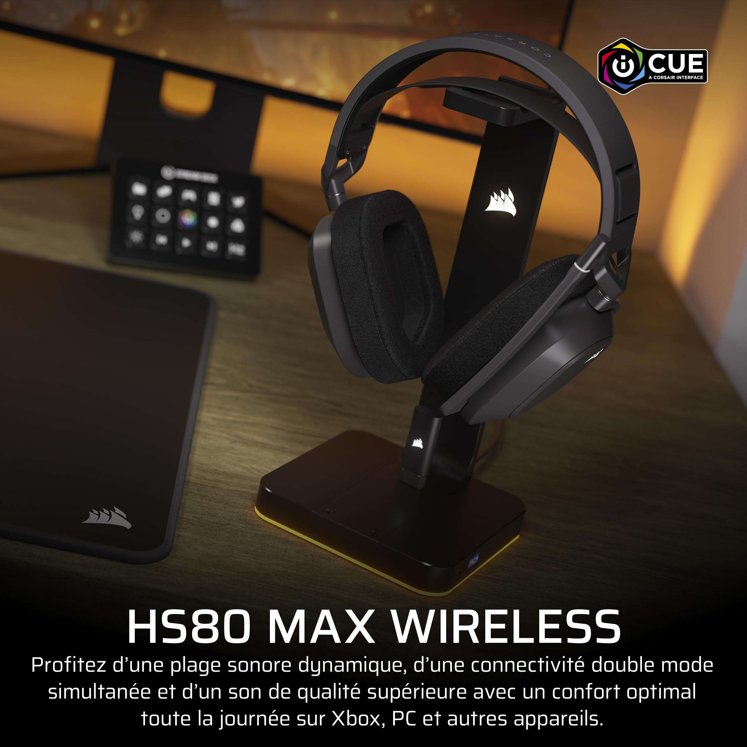 Corsair HS80 Max Wireless Xbox Casque de Jeu avec Bluetooth – Gris Acier | Dolby Atmos, Microphone de Qualité Professionnelle, Compatible iCUE, Xbox, PC, Mac, Mobile