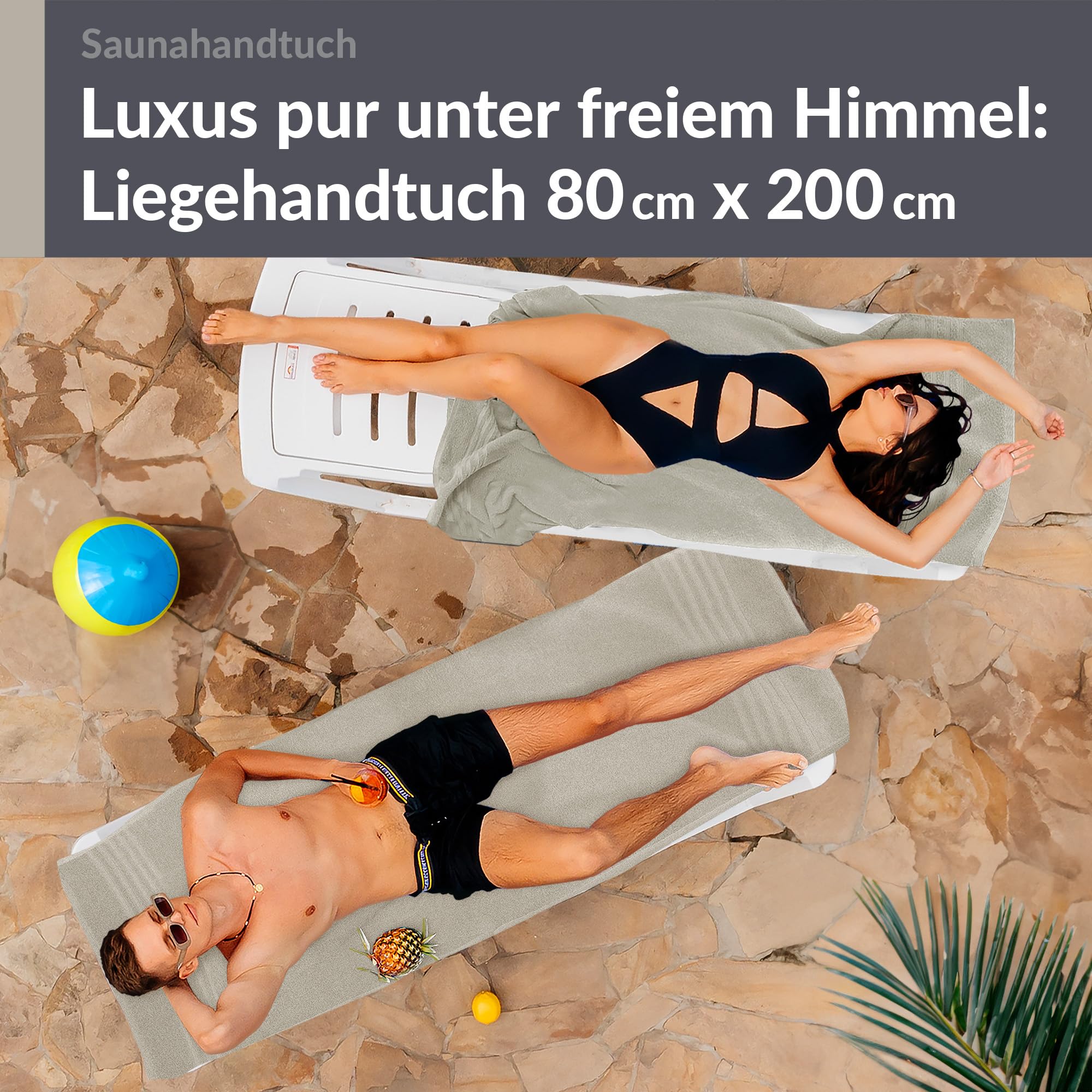 Lashuma Saunahandtuch 80x200 cm, London 2er Strandtuch für Liegen, großes Saunatuch XXL