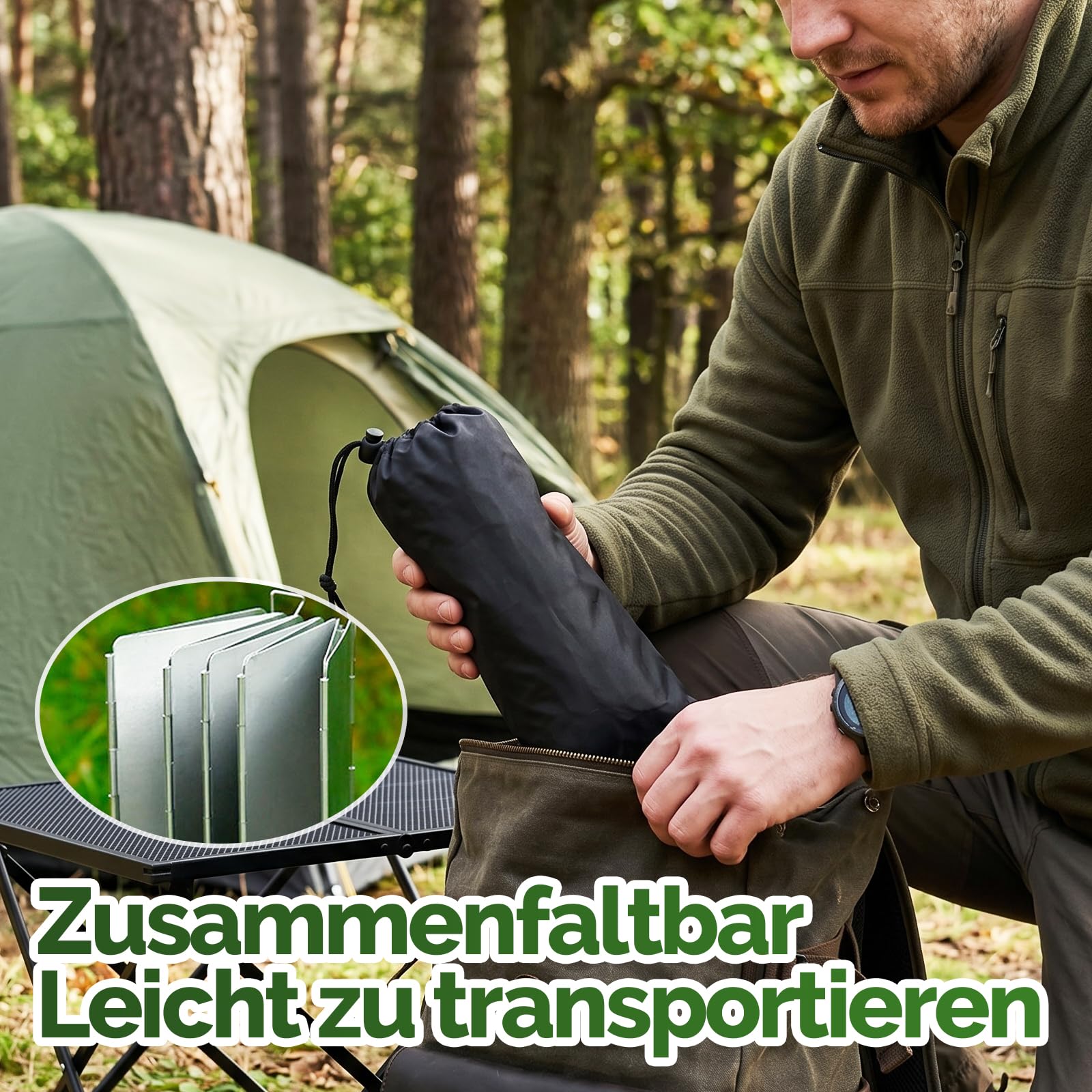 Camping Gaskocher Windschutz 16 Platten Faltbarer Outdoor Windschutz für Gasherd