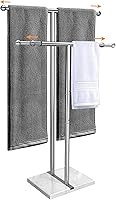 Kayfia 40" Adjustable Standing Towel Rack with 7lb Marble Base - 2-Tier Rust-Proof Stainless Steel for Bathroom & Outdoor Storage