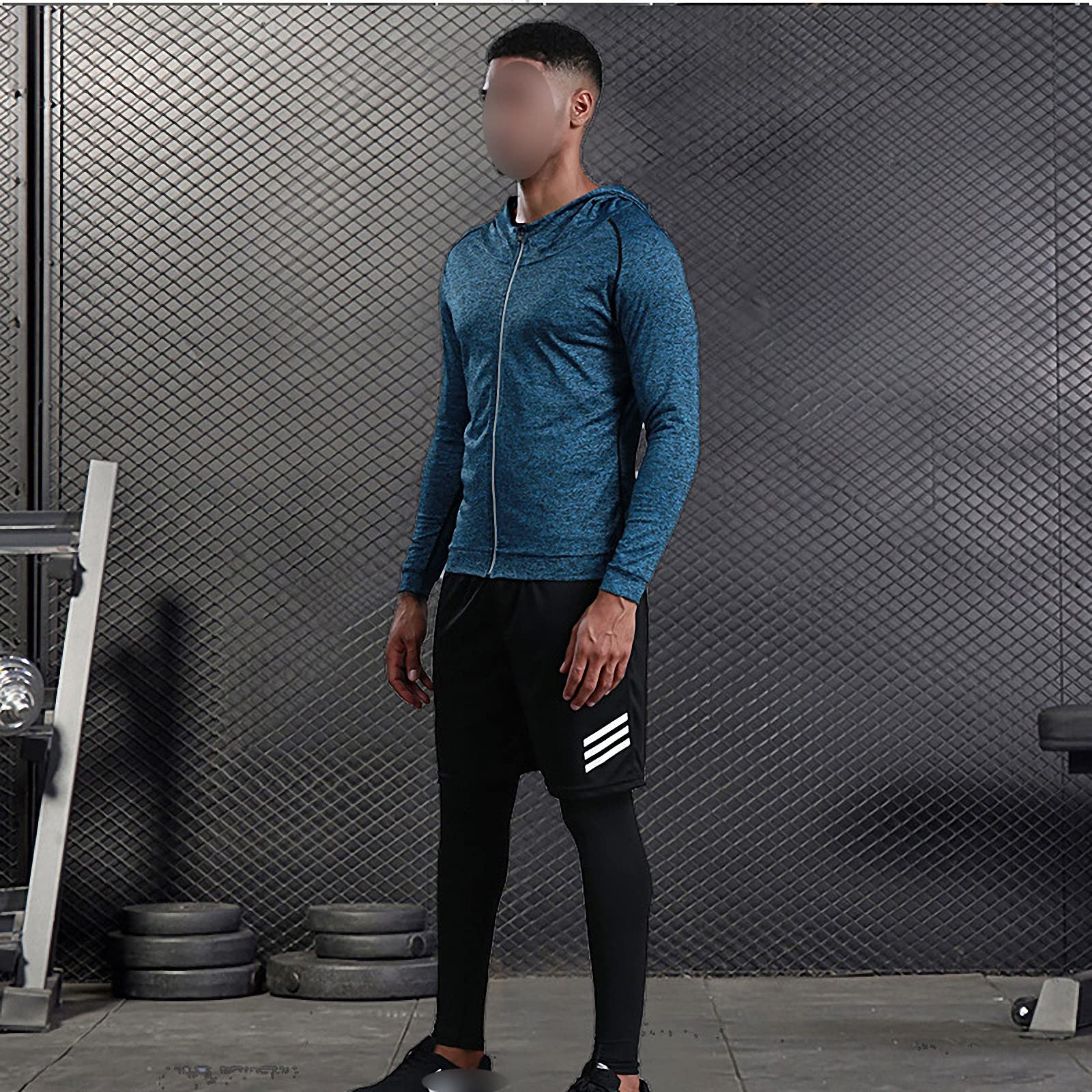 7-częściowy męski zestaw odzieży fitness, szybkoschnące legginsy na siłownię, outdoorowa warstwa bazowa odzież sportowa, styl 2, L