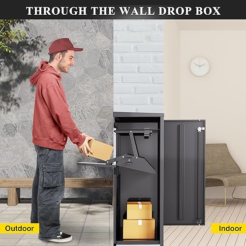 Miniatura 5 de Merapi Cajas de entrega de paquetes para exteriores, 16.3 x 15.2 x 40.4 pulgadas, caja de entrega de acero laminado en frío para paquetes, cajas de