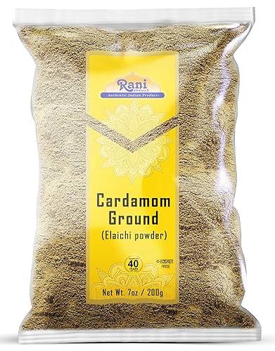 Rani Cardamomo (Elachi) Molido, especia india en polvo, 7 onzas (7.05 oz) Todo natural Sin color añadido Apto para gluten Vegano Sin OMG Sin