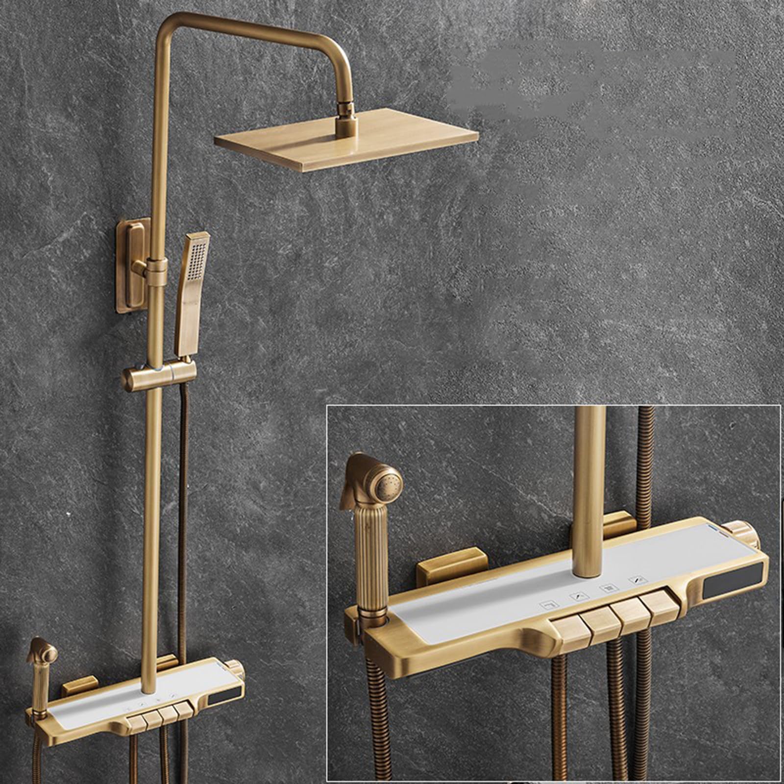 Ensemble de robinet de douche thermostatique haut de gamme à affichage LED et design touches piano
