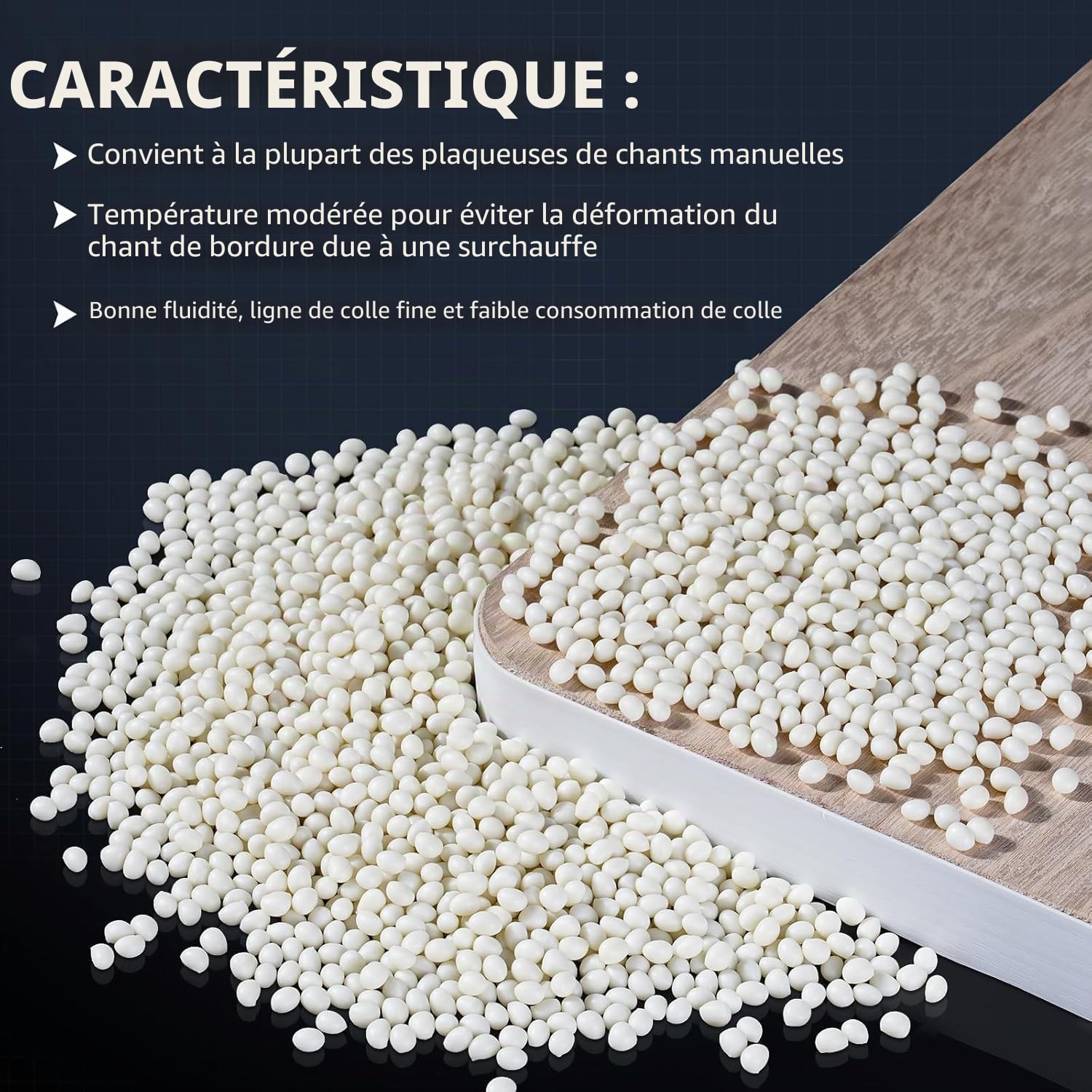 YUCHENGTECH Granulés de Colle pour Placage de Chants Blanche 5kg | Spécialement pour Plaqueuse de Chants,Température de Fonctionnement 150-180 °C,Valeur de Viscosité : 40000-48000mpa.s