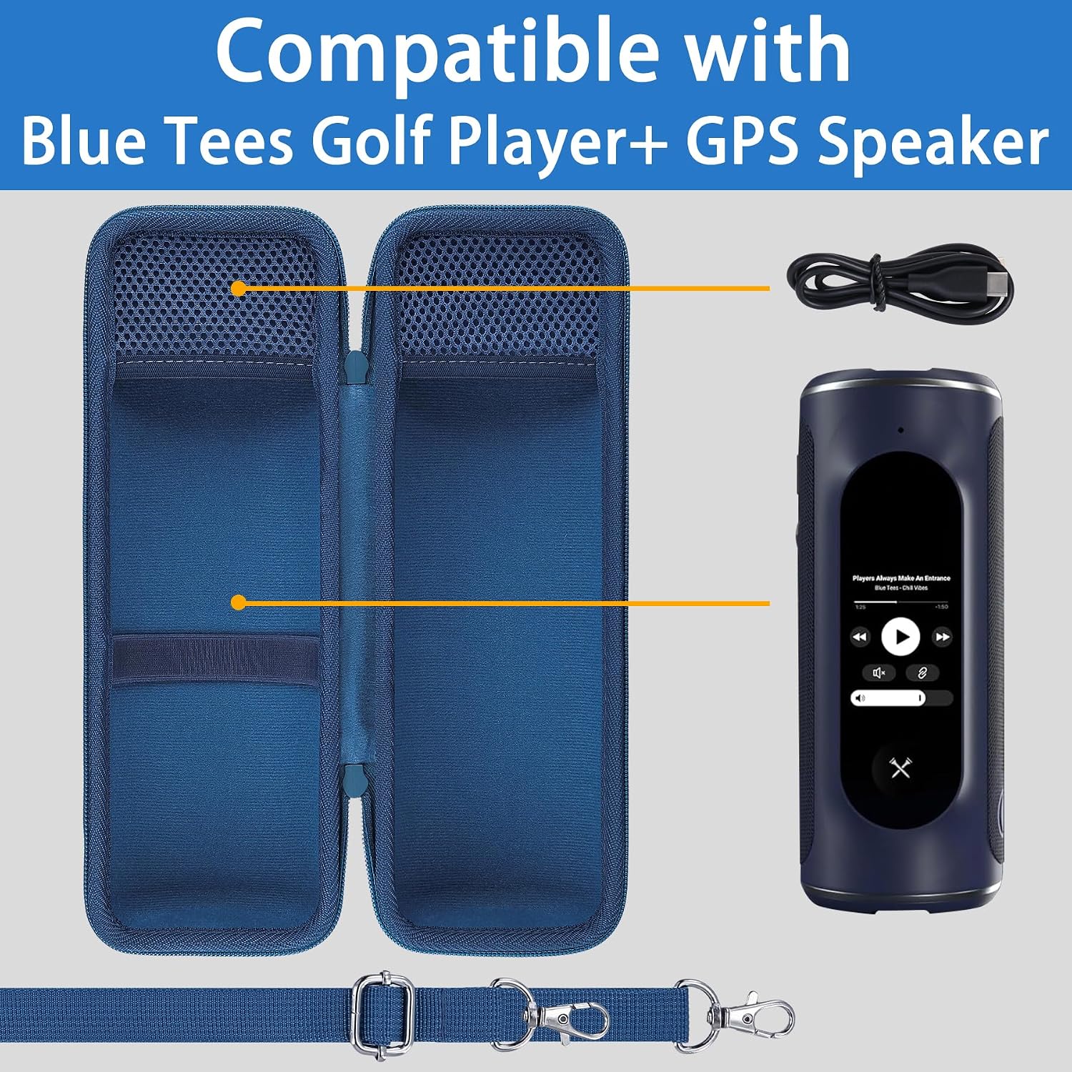 co2CREA Hard Case Compatible with Blue Tees Golf Player+ GPS Speaker (Navy)