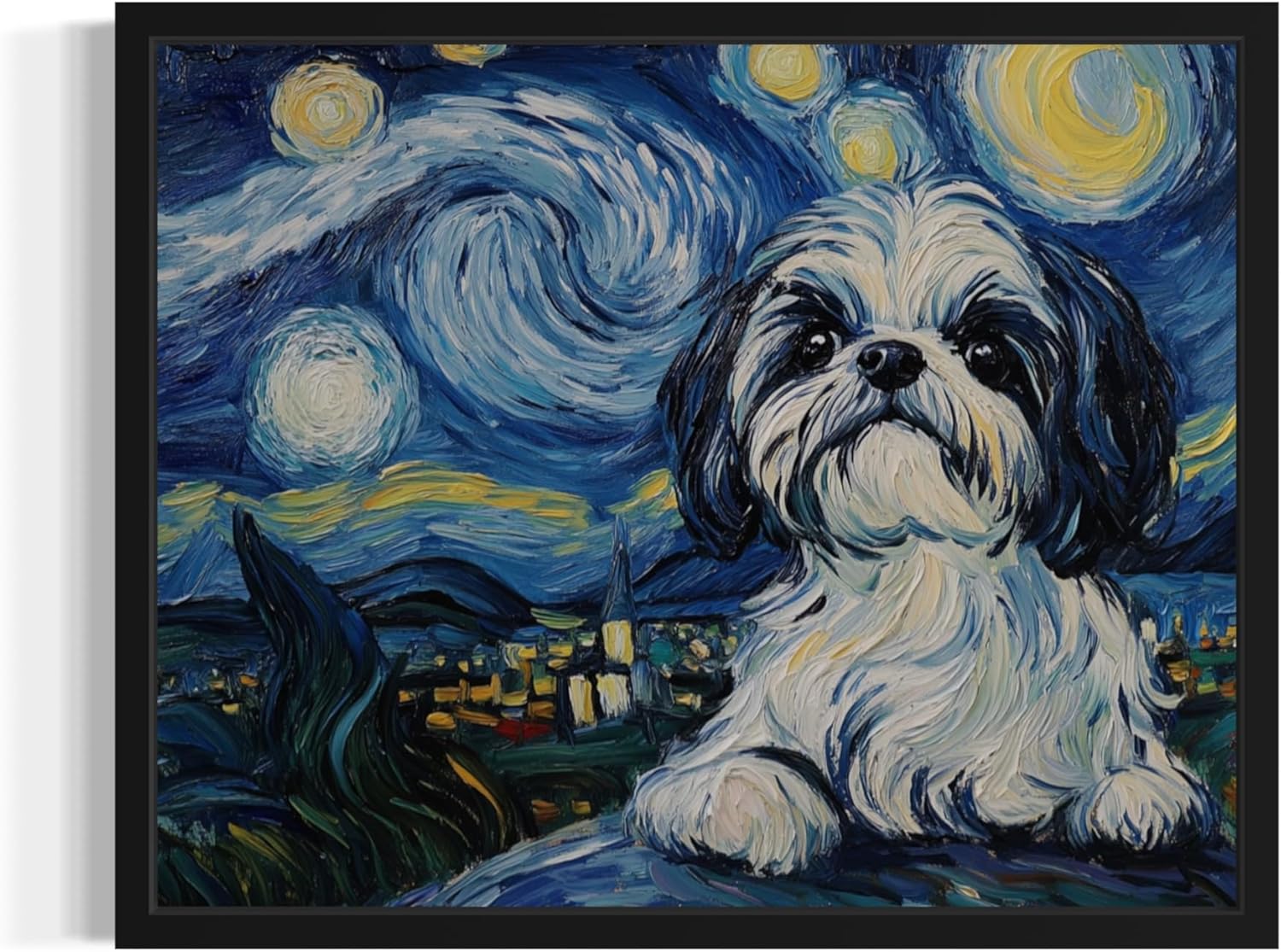 Shih Tzu Van Gogh Poster Art Print, Starry Night inspired Dog Wall Art Prints Decor Painting, Pet Lover Gifts Abstract Prints Gallery 19 (Shih Tzu, 8 x 10 inches, Unframed) Shih Tzu Unframed 10L" x 8W"