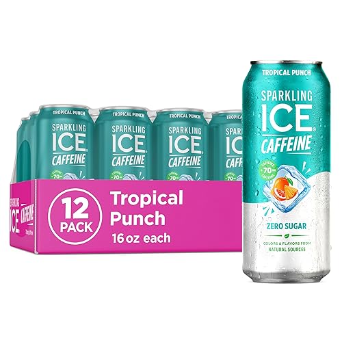 Miniatura 9 de Sparkling Ice +Caffeine, Frambuesa Azul. Agua con gas saborizada, con antioxidantes y vitaminas, cero azúcar. Latas de 16 oz (Paquete de 12)