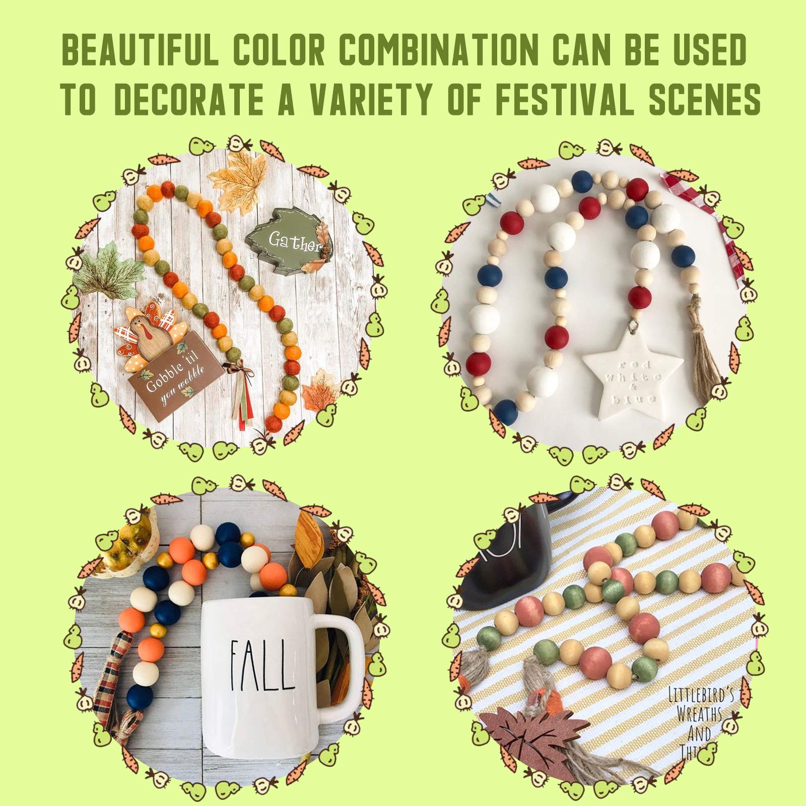 Lot De 200 Perles Rondes En Bois De 14 Mm Non Peintes Pour