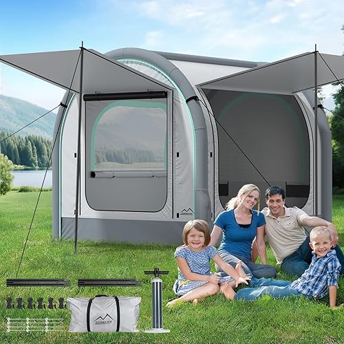M KARMATER Tienda de campaña inflable grande, configuración de 60 segundos, tienda de campaña familiar con impermeable, resistente al viento y al