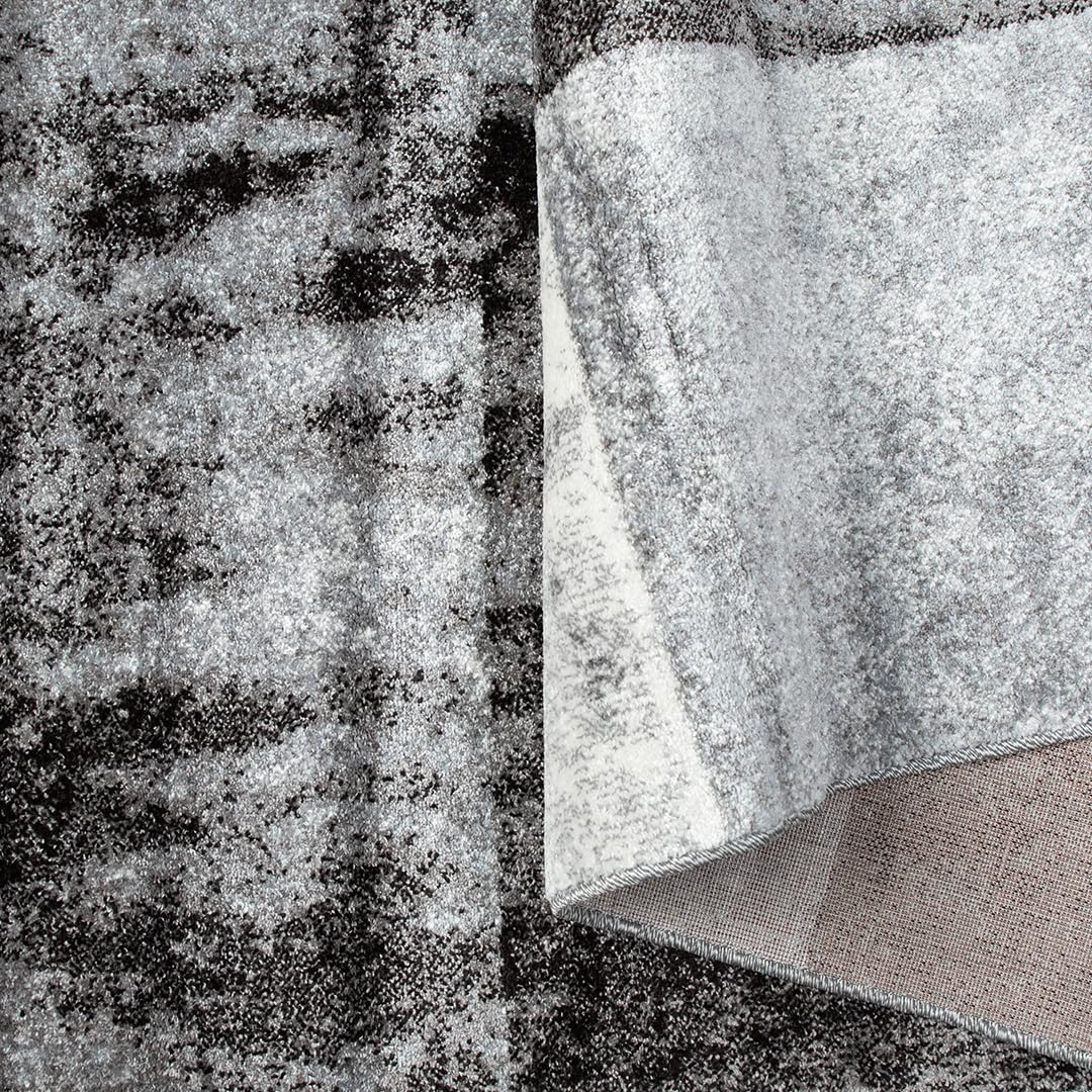 OKu-Tex Teppich „Wohnzimmerteppich“ 80x150 Cm – Weicher Kurzflor, Grau Meliert, OEKO-TEX Zertifiziert