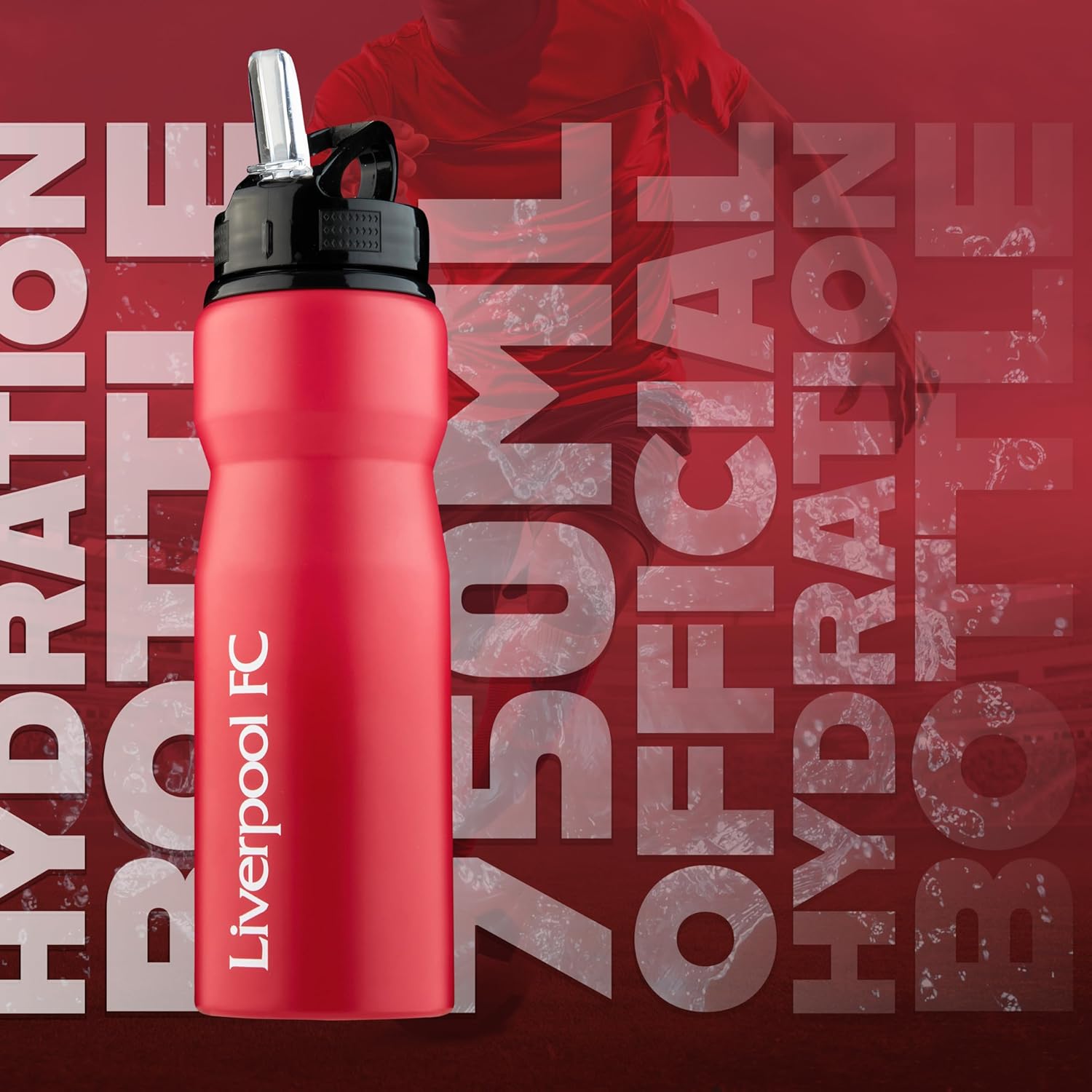 Liverpool FC Metal Water Bottle - Red 750ml with Straw