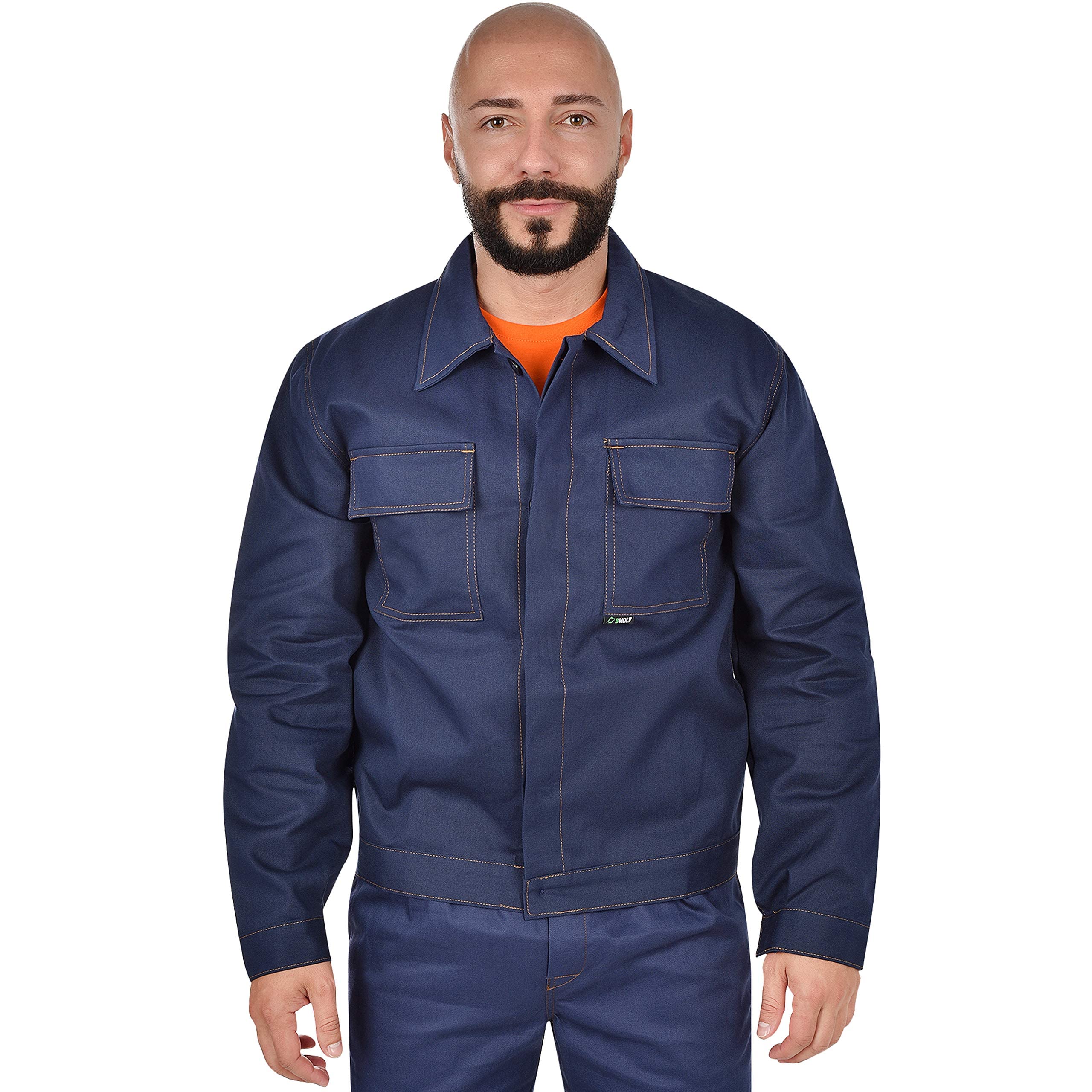BWOLF Anax Veste Travail Homme Bleu de Travail Homme en 100% Coton – Bleu Hydraulique
