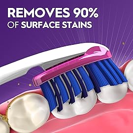 Oral-B 3D White Deep Stain Remover toothbrushes, 2 count toothbrush MEDIUM, Removes 90% of surface stains, whitens teeth, deep reach, removes plaque and stains tooth brush