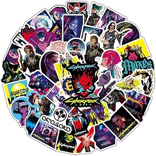 50PCS Cyberpunk Sticker Pack | Cool Vinyl Decals for Computers, Laptops, Skateboards, Guitars, and More | Futuristic Cyber...
