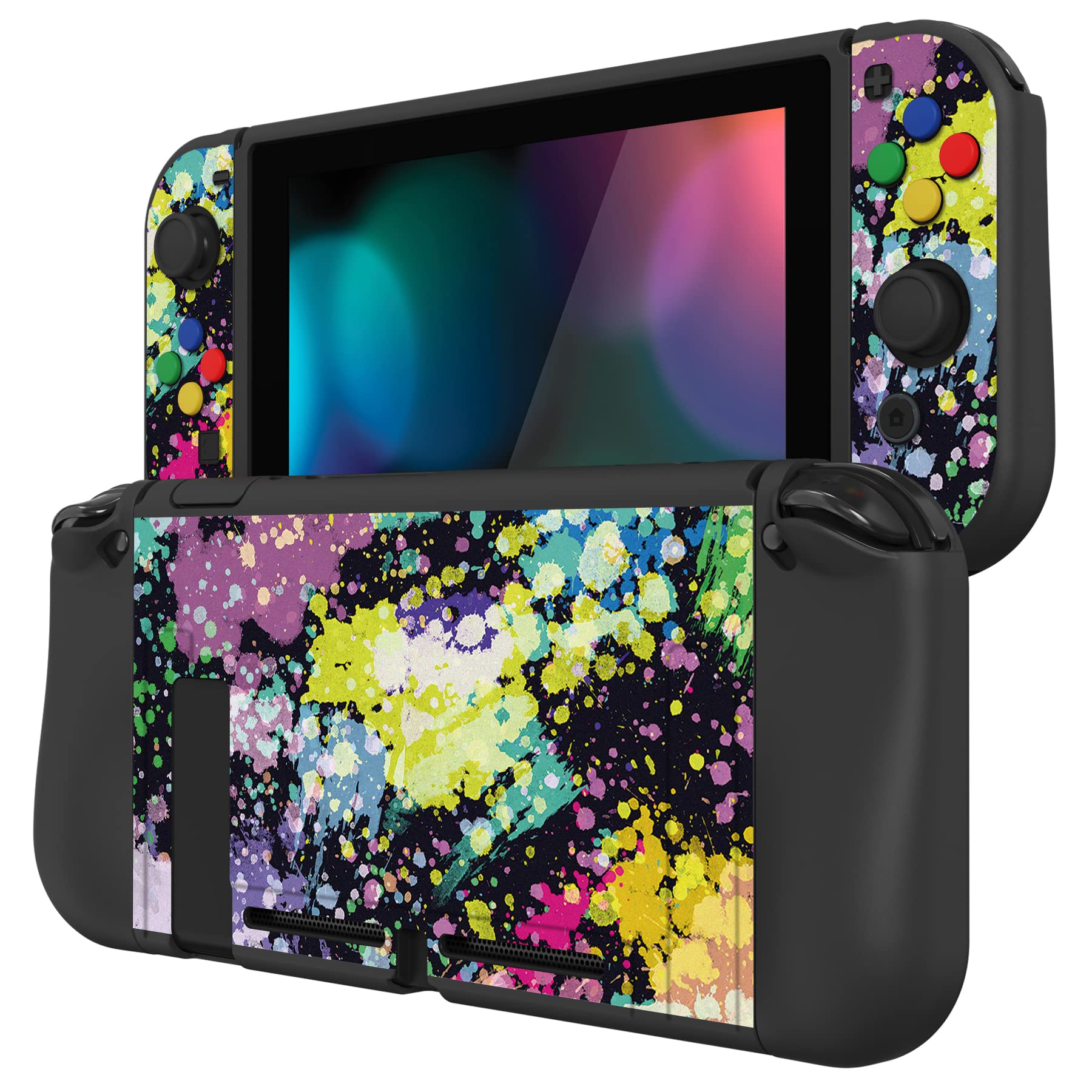PlayVital ZealProtect Funda Protectora Suave para Nintendo Switch Accesorios Carcasa con Protector de Pantalla & Tapas de Agarre para el Pulgar & Pegatinas de ABXY Dirección Botón(Gatos en Piscina) — view 6