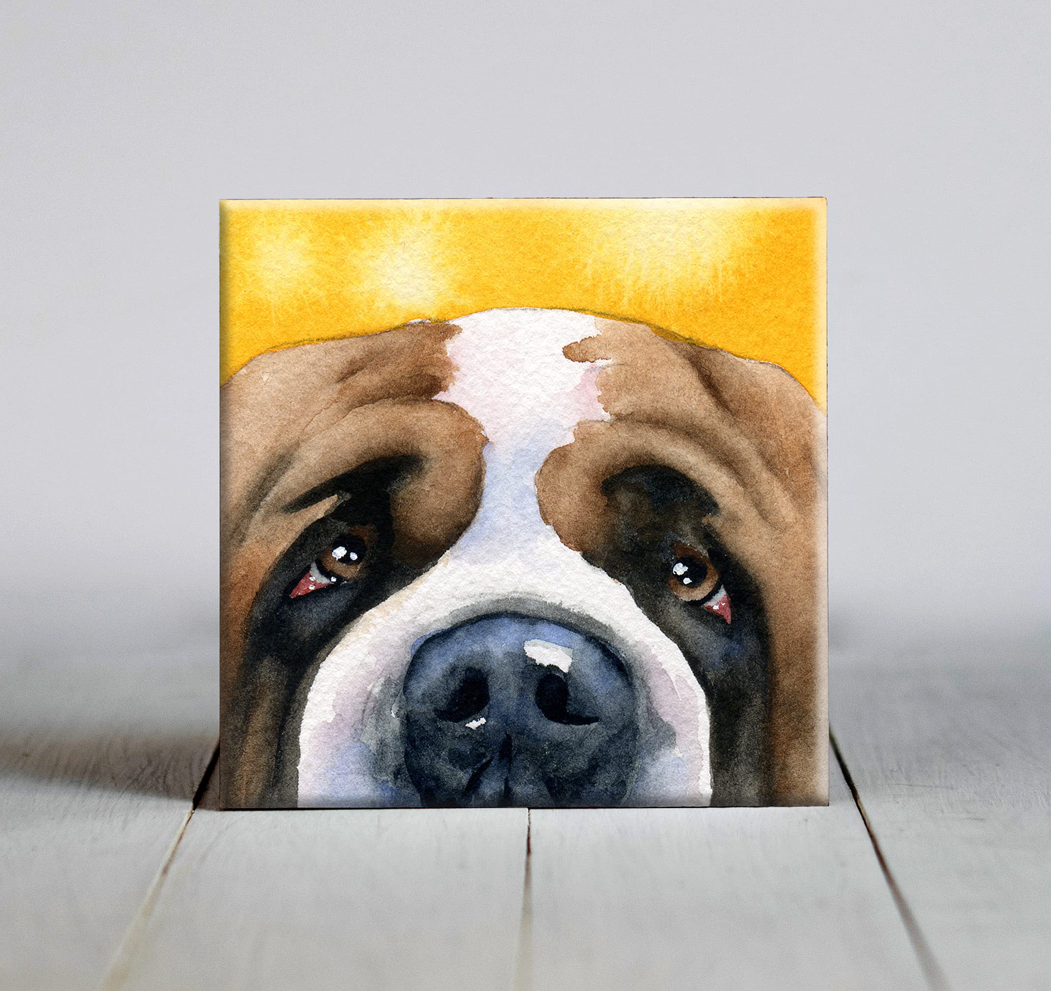Saint Bernard Watercolor Dog Art Decorative Tile (4.25 X 4.25)