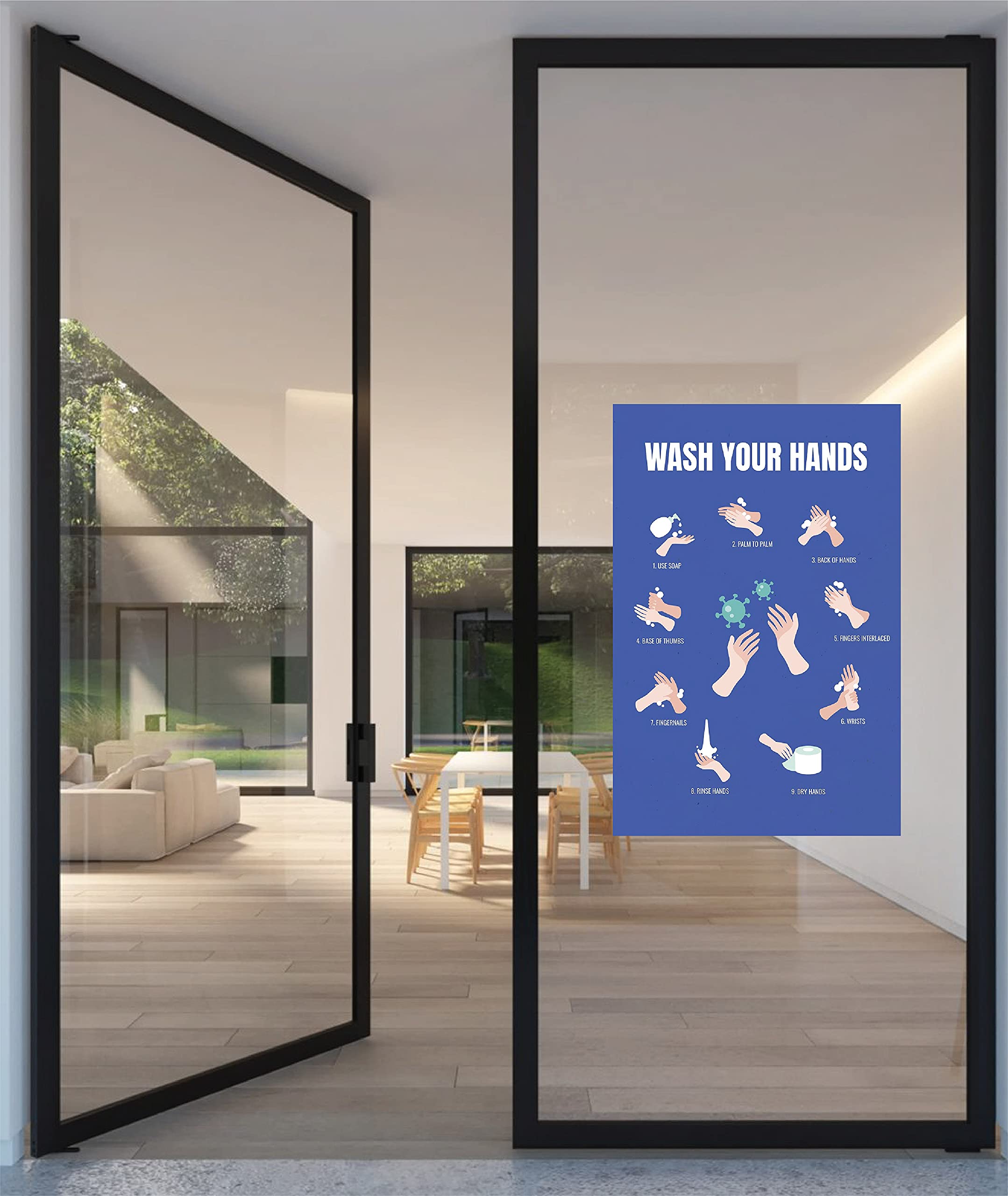 VVWV Wash Your Hands Sign Sticker Hospital Office Supermarket Shop Restaurant Window Door Signage Sticker L X H 12 X 18 Inch (Multicolored) Pack of 2