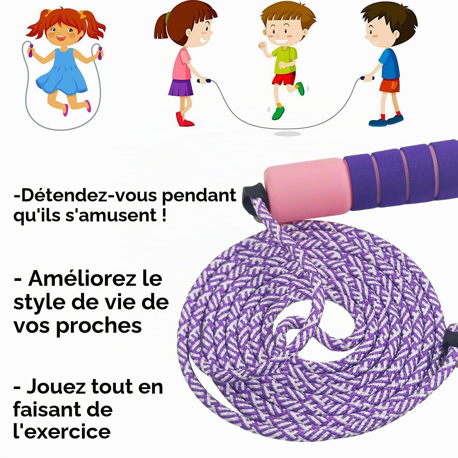 Corde à sauter pour enfants et sport avec compteur, poignées en mousse confortables - Corde de fitness