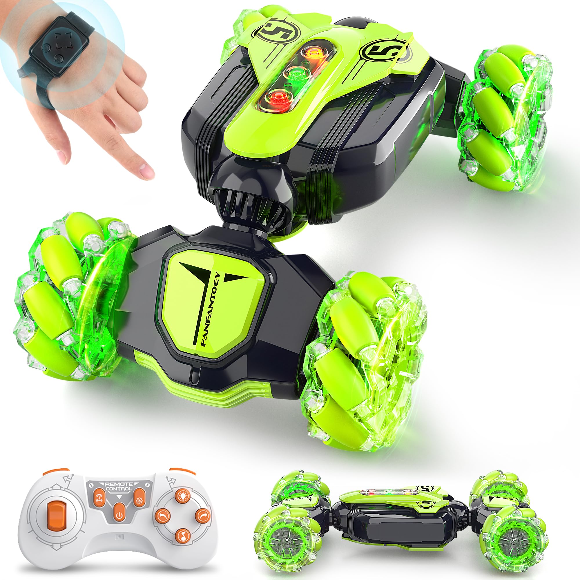 Gesture Sensing Remote Control Stunt Car - Boys Toys Age 6-8-12, 4WD Hand Controlled RC Twist Car with Light & Music, Cool Birthday Presents and Ideas Gifts for Kids Age 3 4 5 6 7 9 10 11 12 Years Old