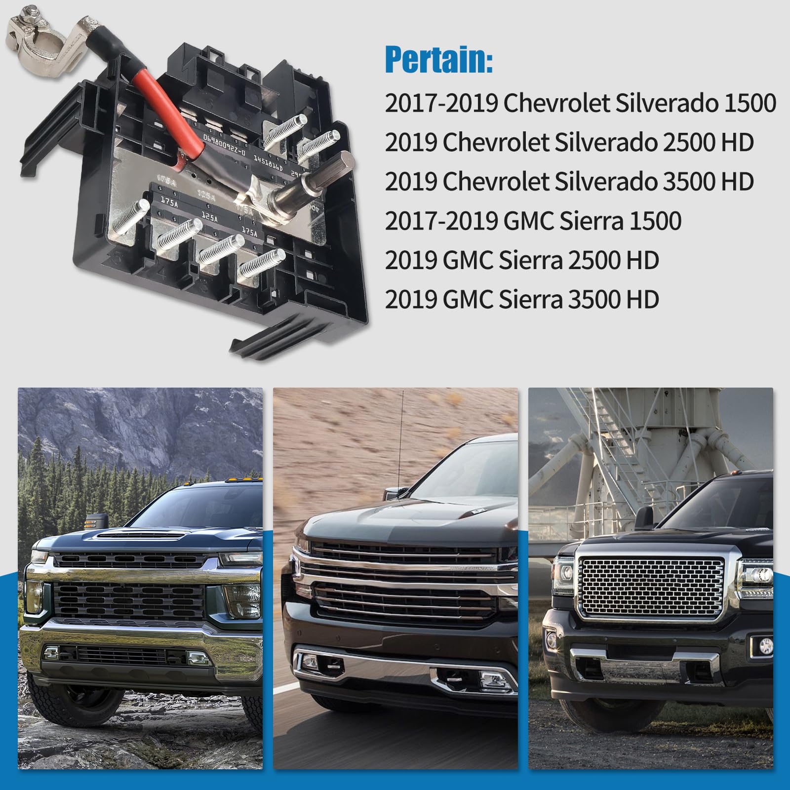 Battery Distribution Fuse Block Box For 2017-2019 Chevy Silverado & GMC Sierra – Direct Fit Replacement