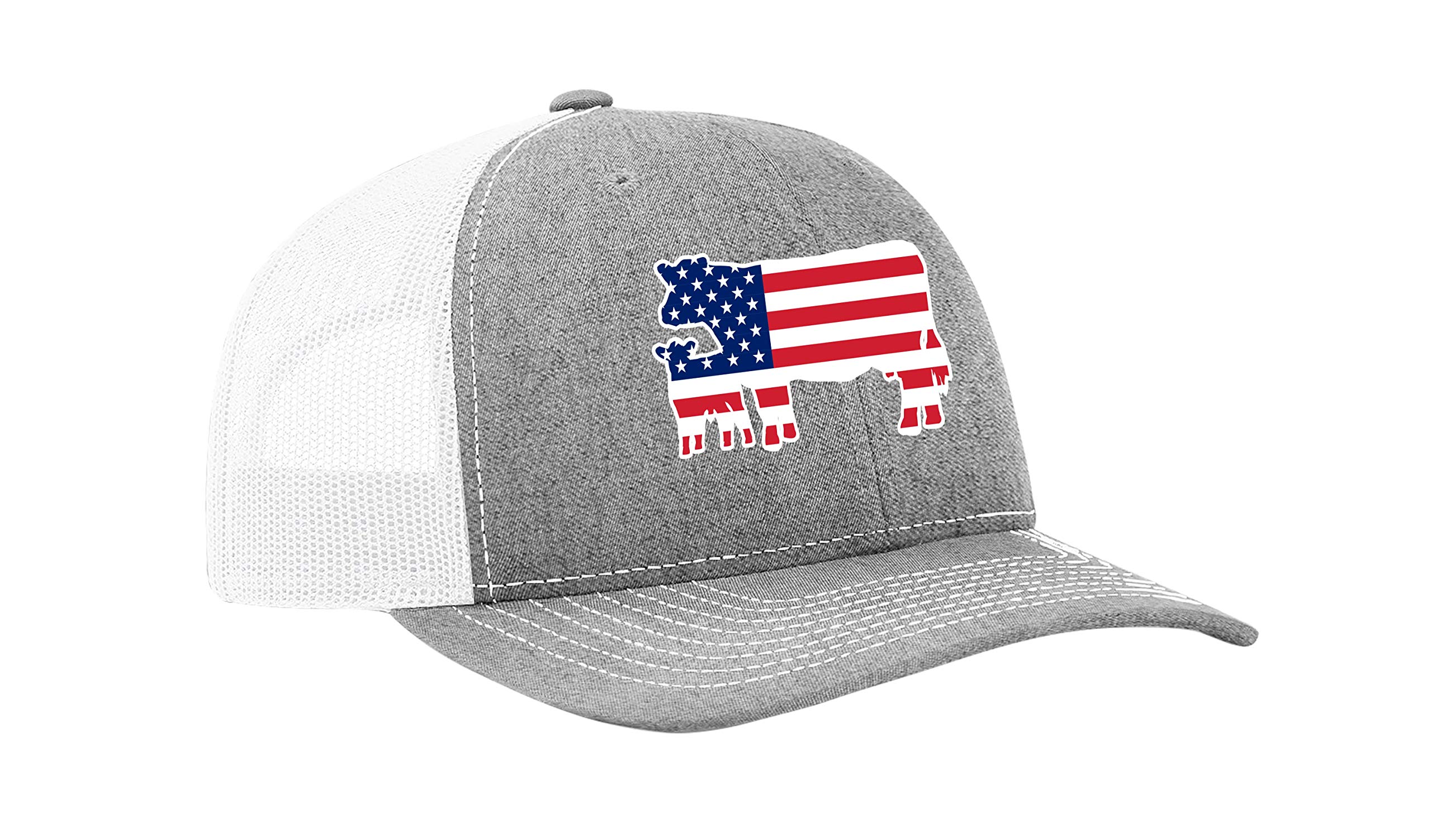 Embroidered American Flag Filled Farm Animals Patriotic Mesh Back Trucker Hat