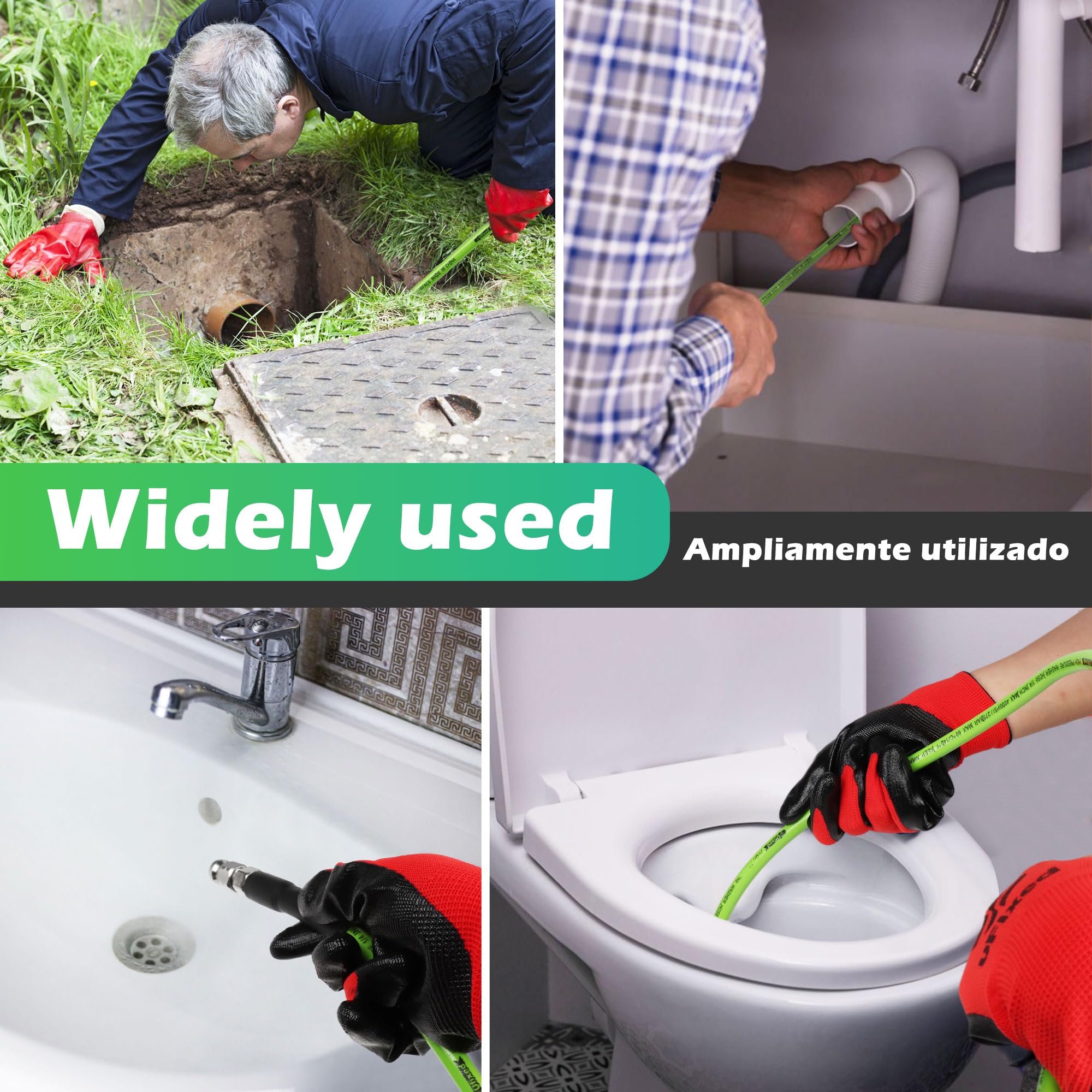 Tubo per Idropulitrice ad Alta Pressione 15 Metri, 4000 PSI, 275 BAR, Ecologico, Flessibile e Durevole, Adatto per Idropulitrici, con Raccordi e Adattatore in Ottone
