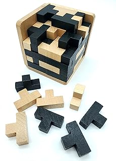 Brain Teaser Puzzles for Adults - Brain Puzzles for Adults - Mind Puzzles for Adults - Cube Wood Puzzle Adult and Kids Favorite