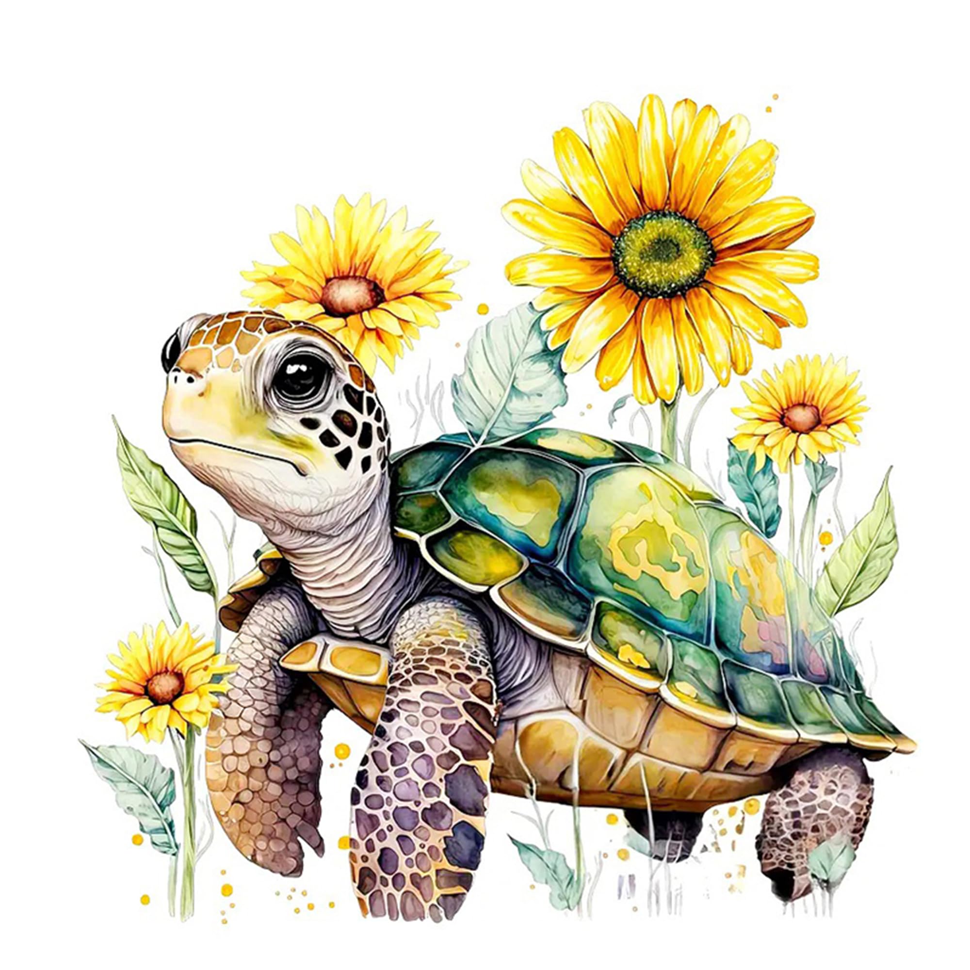 Huacan Cross Stitch Kits Stamped Turtle Full Range 11CT DIY Sunflower Embroidery Kit for Adults Beginners 16 x 16 in