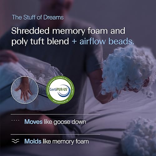 Miniatura 3 de DreamyBlue Almohada de Zafiro con Refuerzo • Loft Ajustable, Funda de Lujo, Relleno de Espuma Viscoelástica Triturada con Cuentas de Enfriamiento •