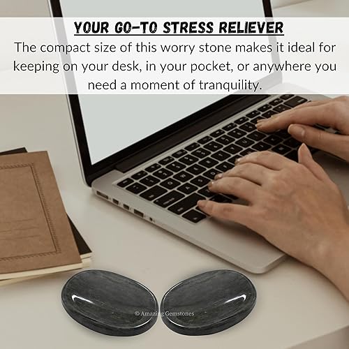 Vista 21 de Cristales de piedra de preocupación de cuarzo rosa y piedras curativas, piedras de preocupación para regalos de alivio del estrés, cristal de piedra