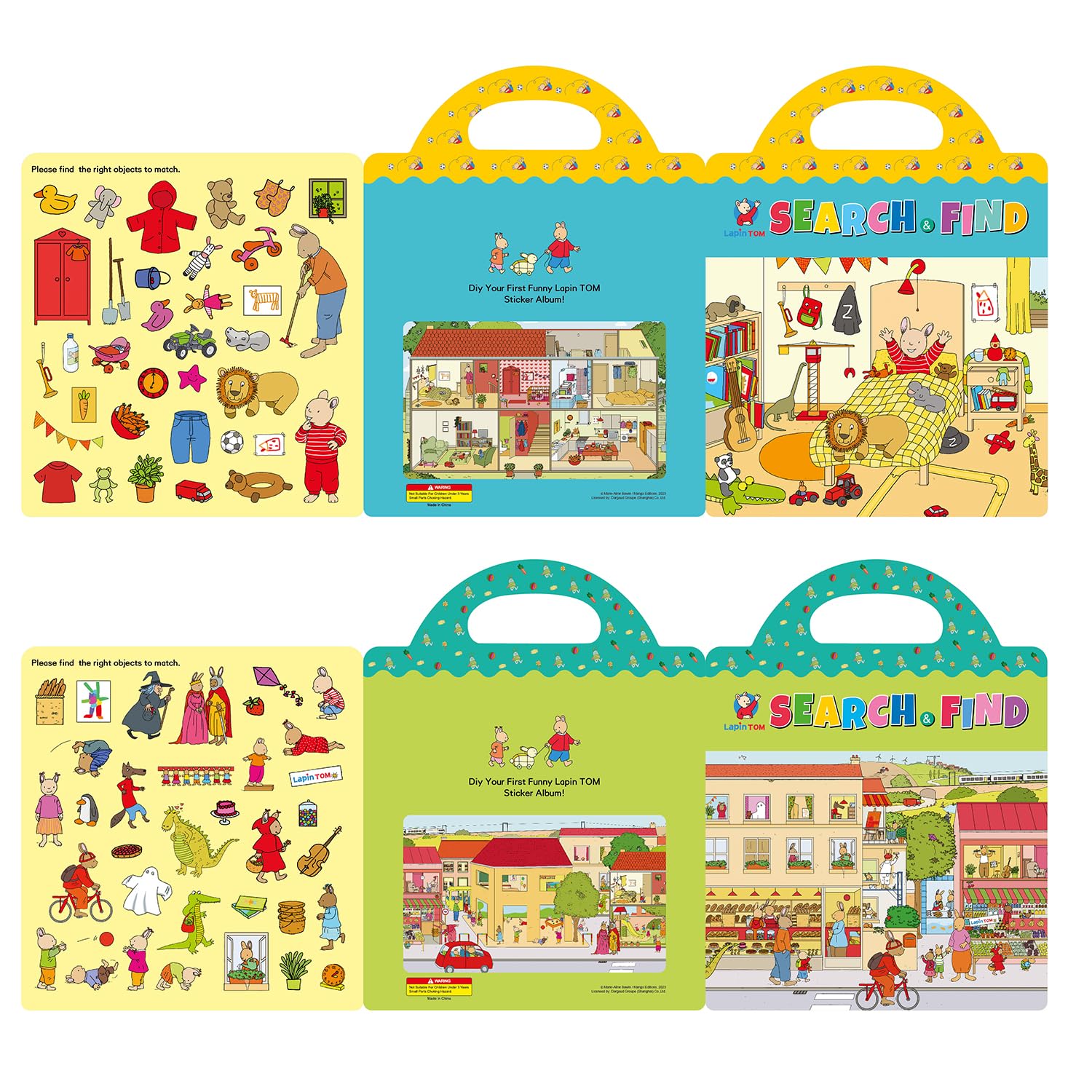 Guyucom Confezione 2 Libri Adesivi 3D Riutilizzabili per Bambini Portatili, Impermeabili - Regalo 2-6 Anni