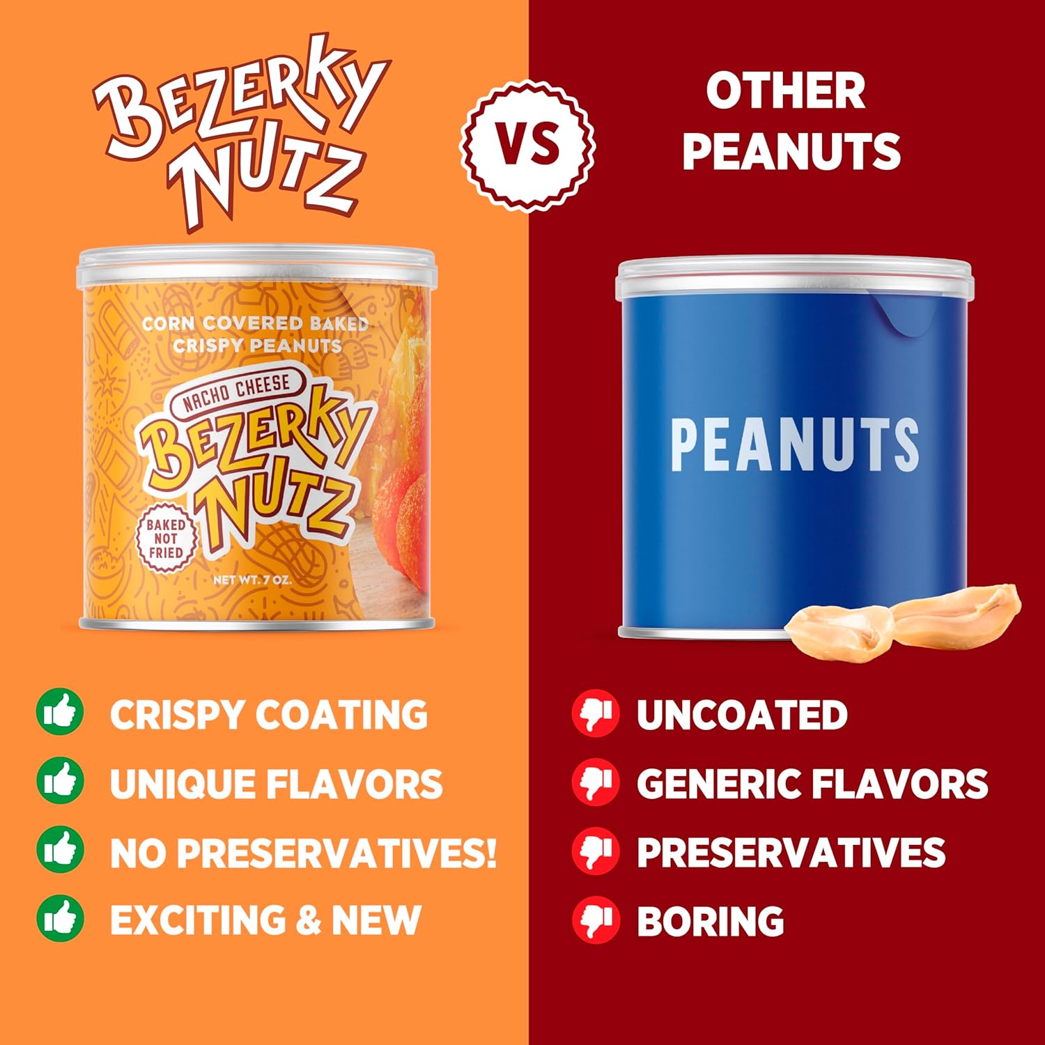 Bezerky Corn Coated Nuts | Variety Pack | Baked Peanuts | Crunchy Corn | Family Snacks | Lebanese Nuts | Flavored Kri Kri | Snack Pack | 7oz (Pack of 6)