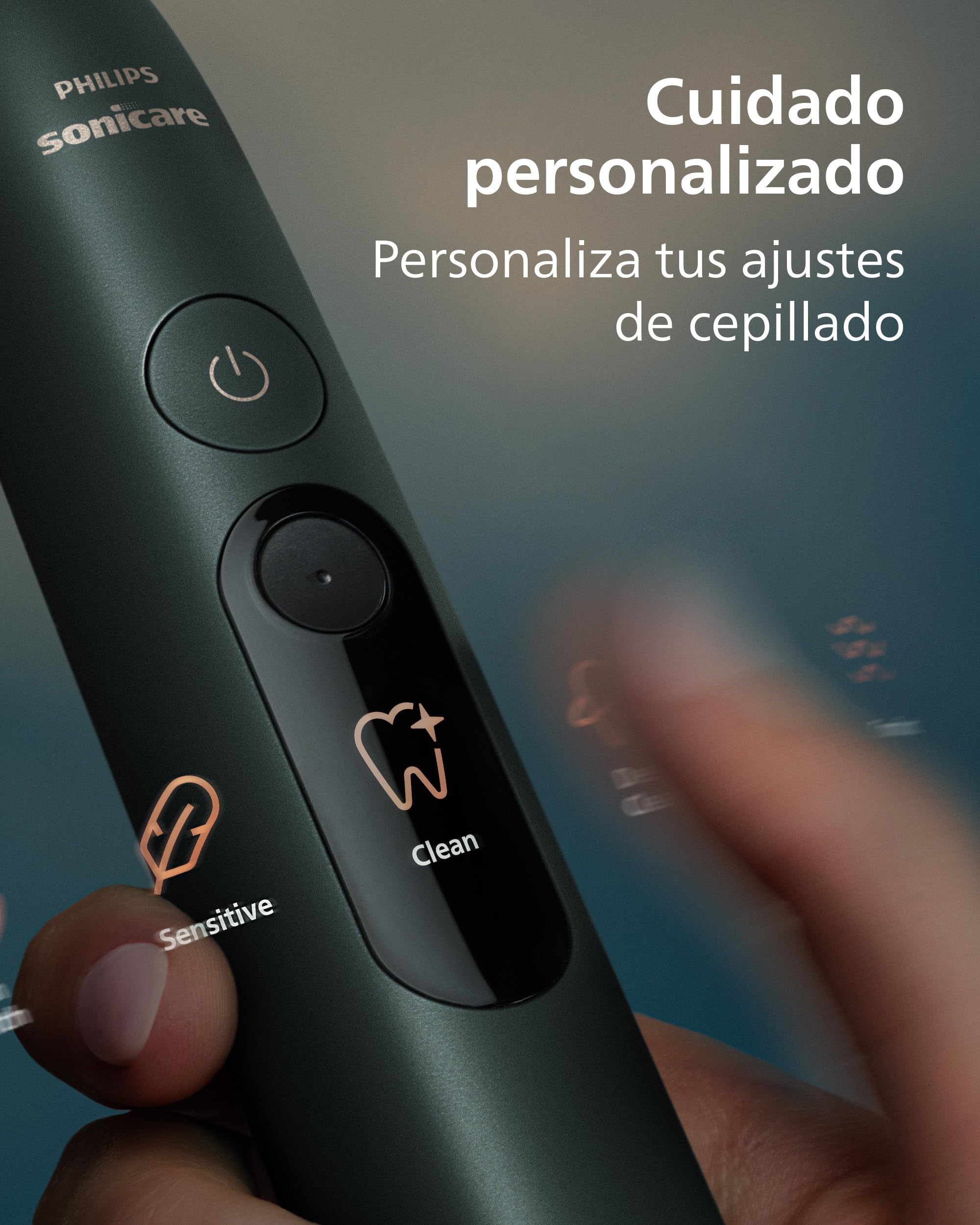 Philips Sonicare Next-Generation DiamondClean 9000 Cepillo de dientes eléctrico - con Smart Coverage Feedback, Smart Pressure Feedback y 21 ajustes, verde medianoche, HX9214/84