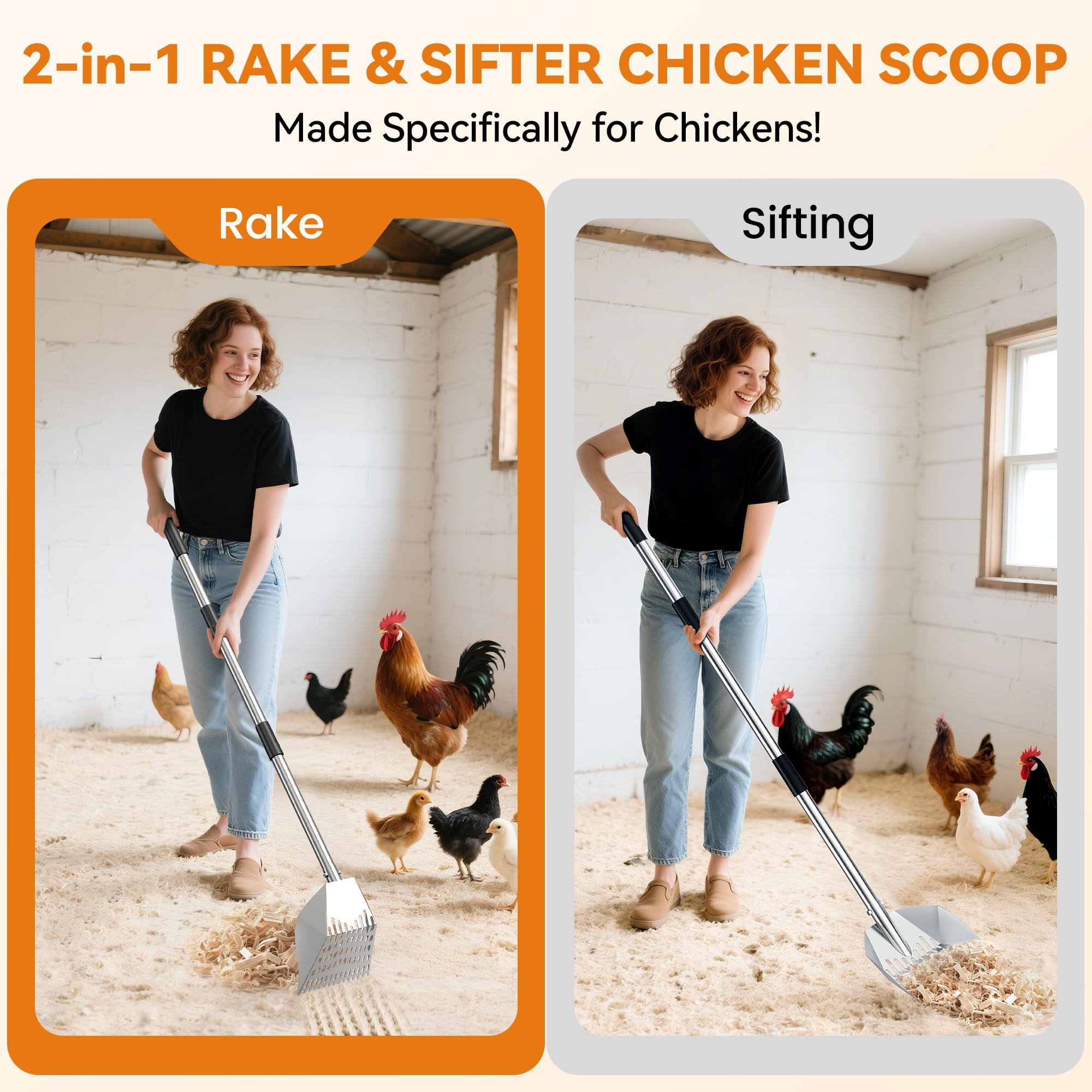 Paletta per pollo, stalla di capra, pulizia stalla (152,4 cm)