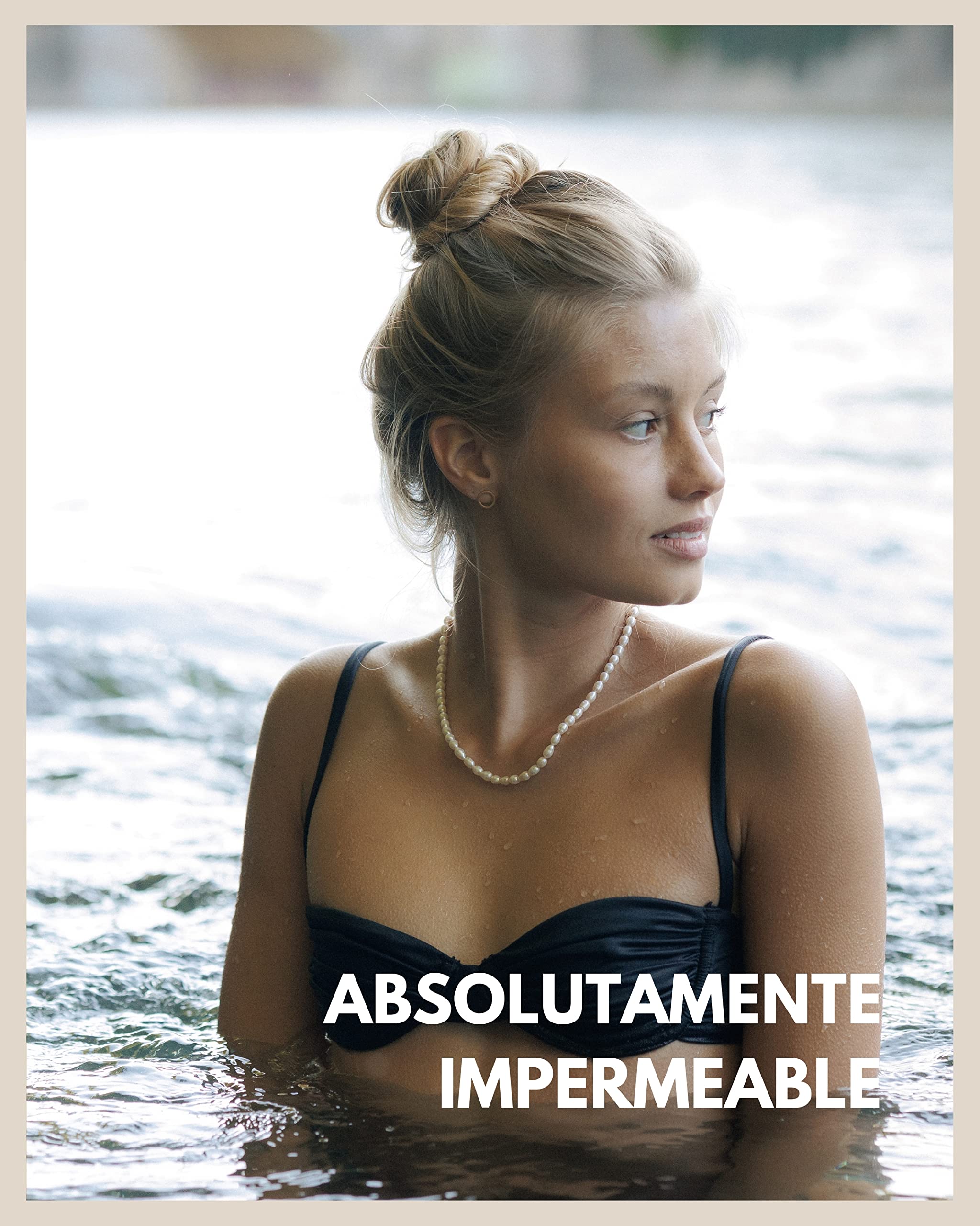 GD GOOD.designs Collar de perlas para mujer con perlas de agua dulce, resistente al agua, cadena de perlas con chapado en oro de 18 quilates (45 cm), sin colgante